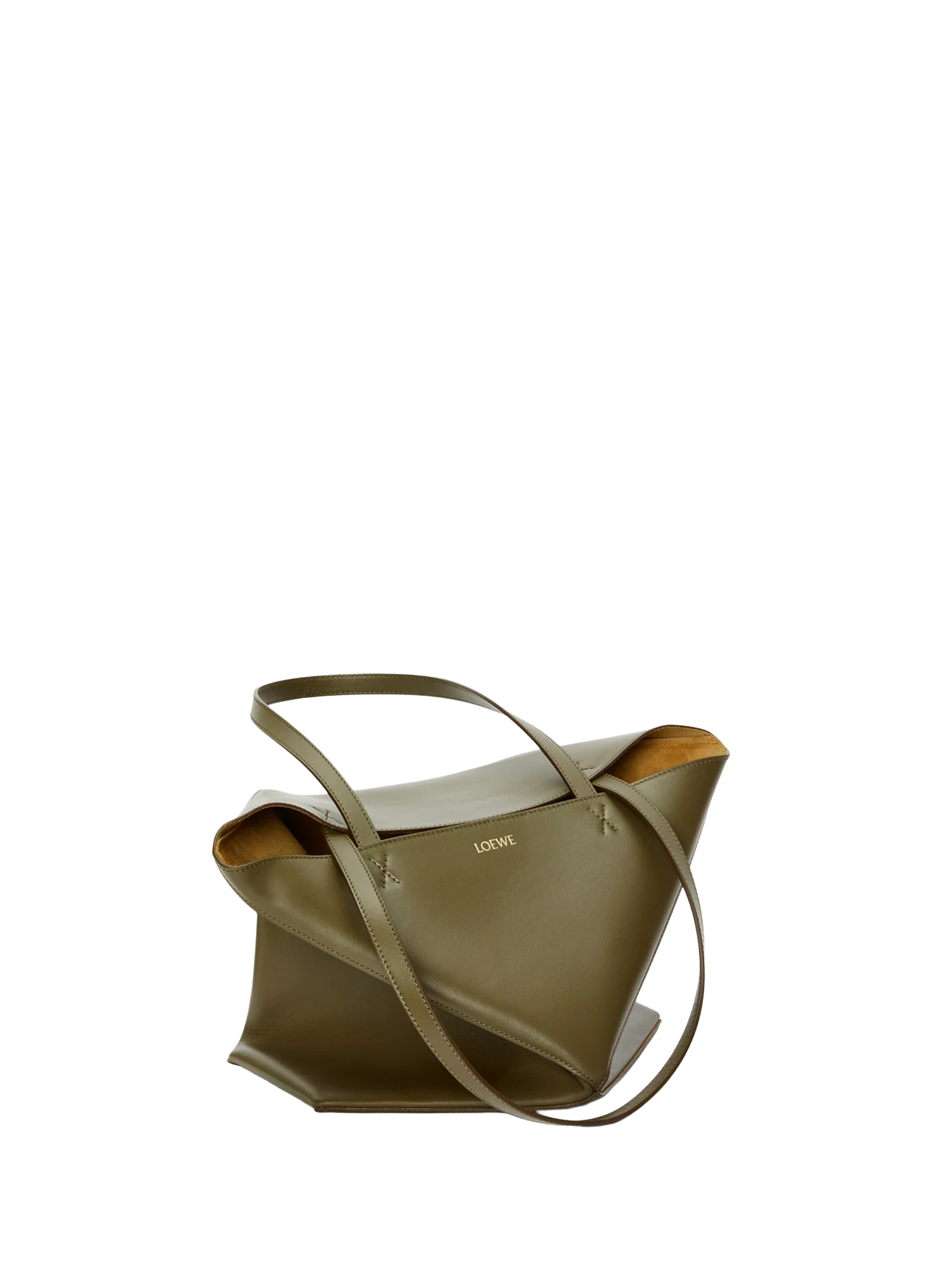 Medium Puzzle Fold leather tote in shiny calfskin LOEWE Khaki
