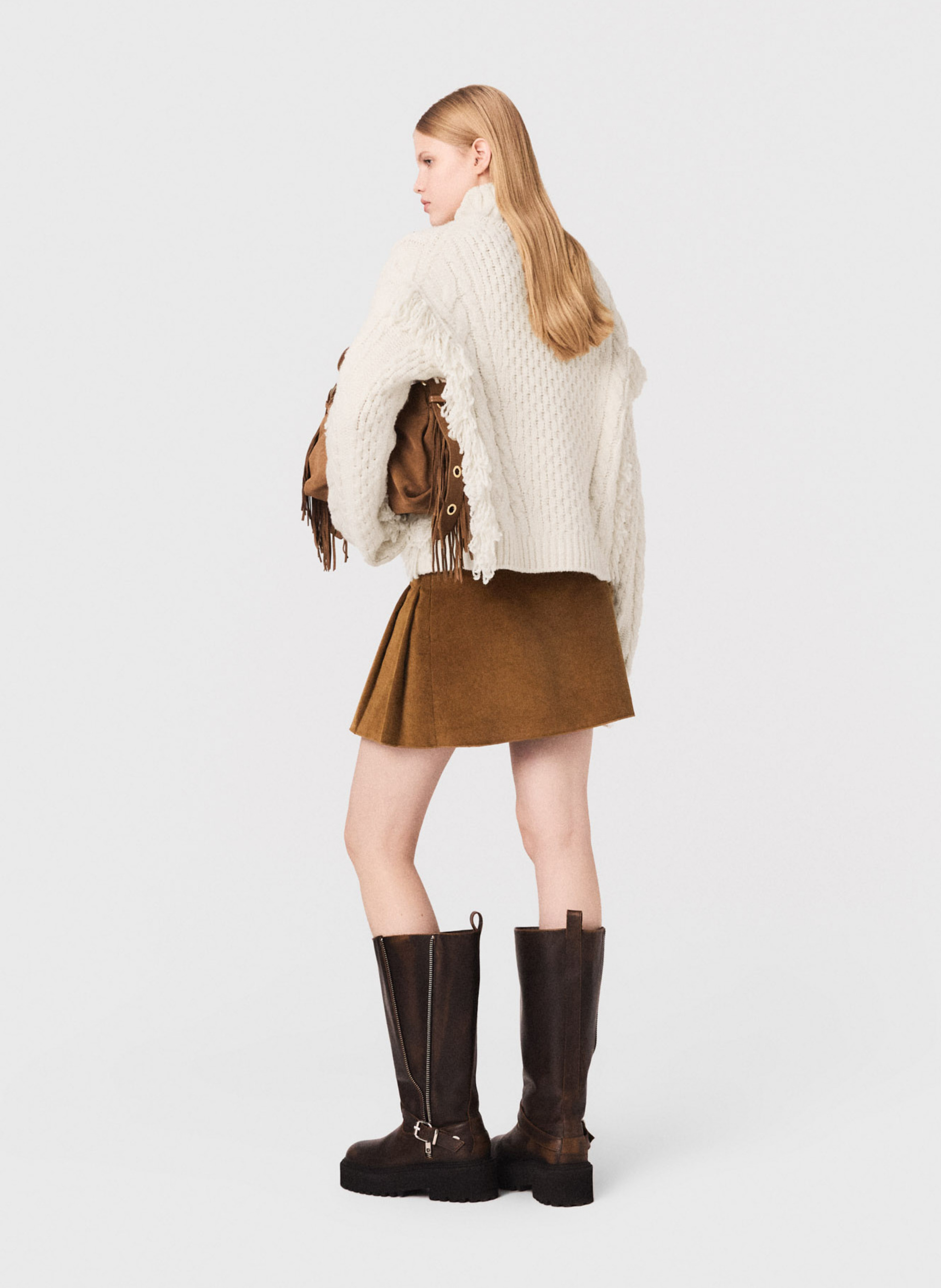 Pull col roulé en laine mélangée MAJE Beige