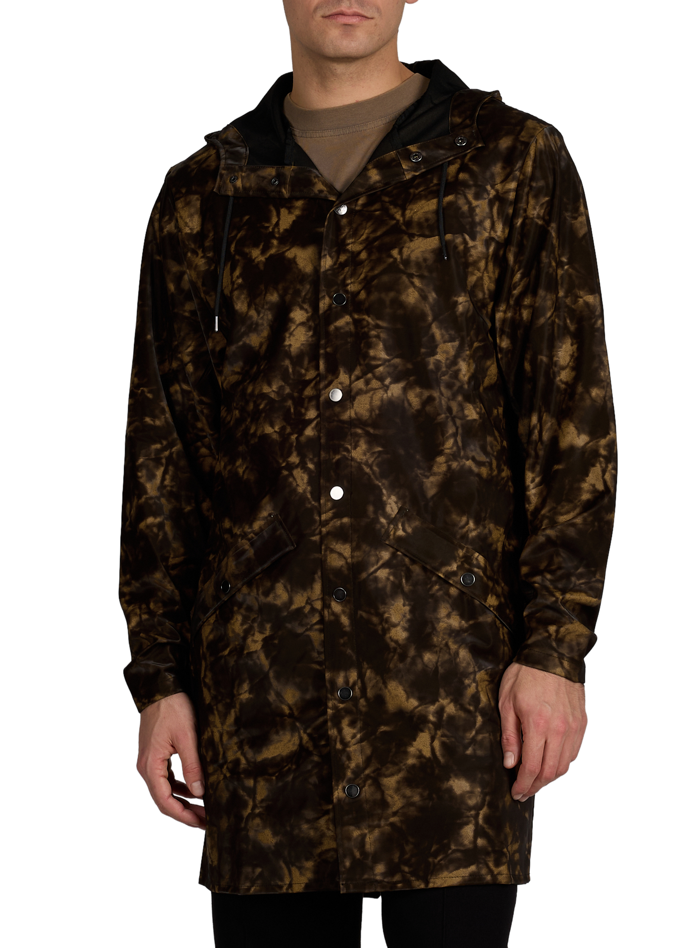 Long hooded raincoat Long Jacket W3 Muddy