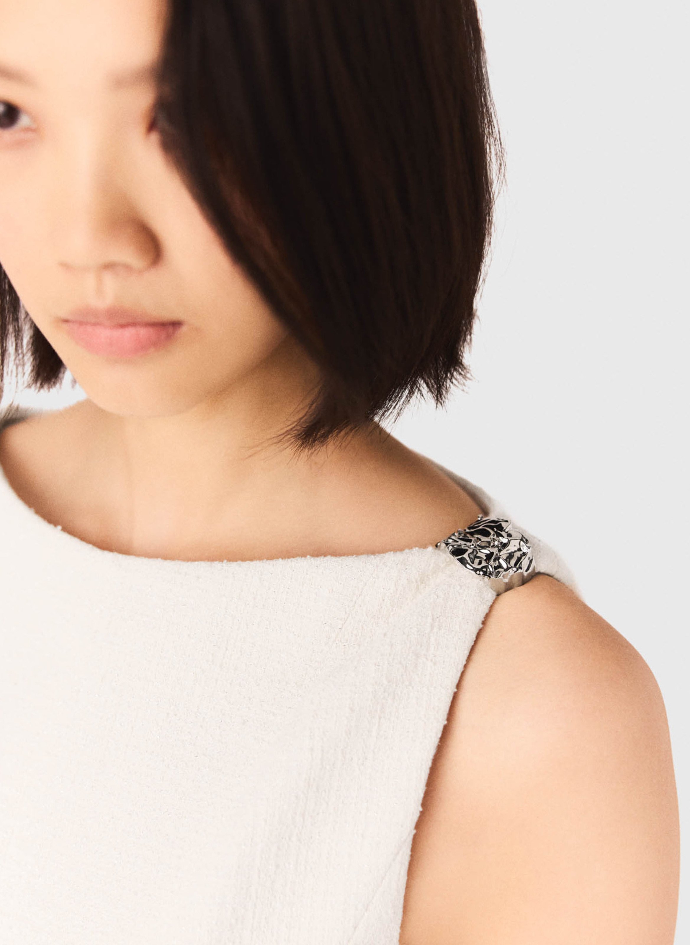 Robe col bateau en coton mélangé MAJE Beige