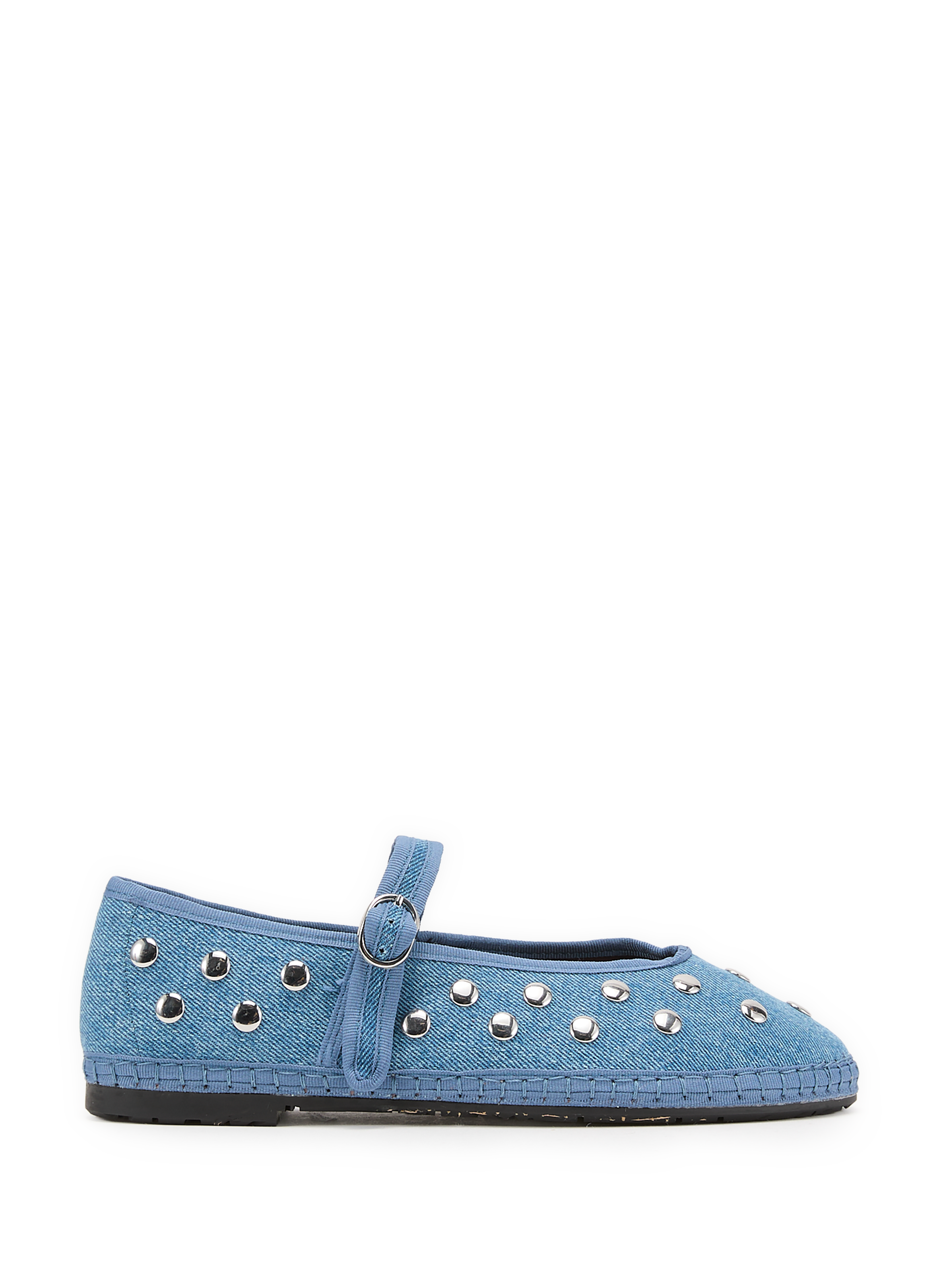 Ballet flats with rhinestones in blended cotton FLABELUS Blue
