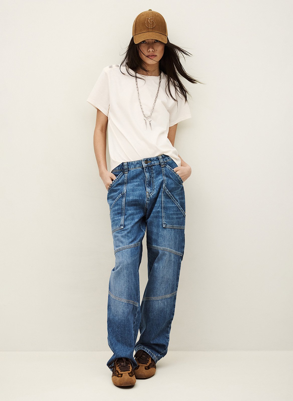 Tee-shirt col rond en coton elmer BA&SH Beige