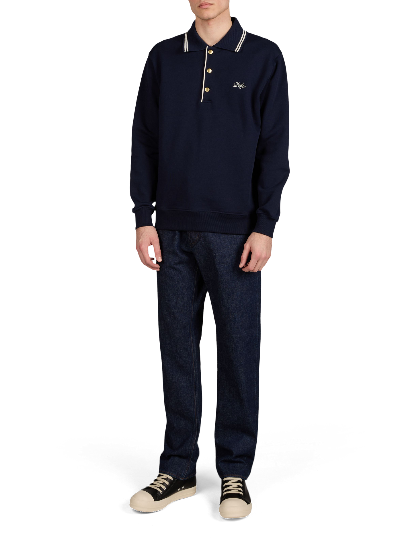 Long-sleeve cotton polo shirt DROLE DE MONSIEUR Blue