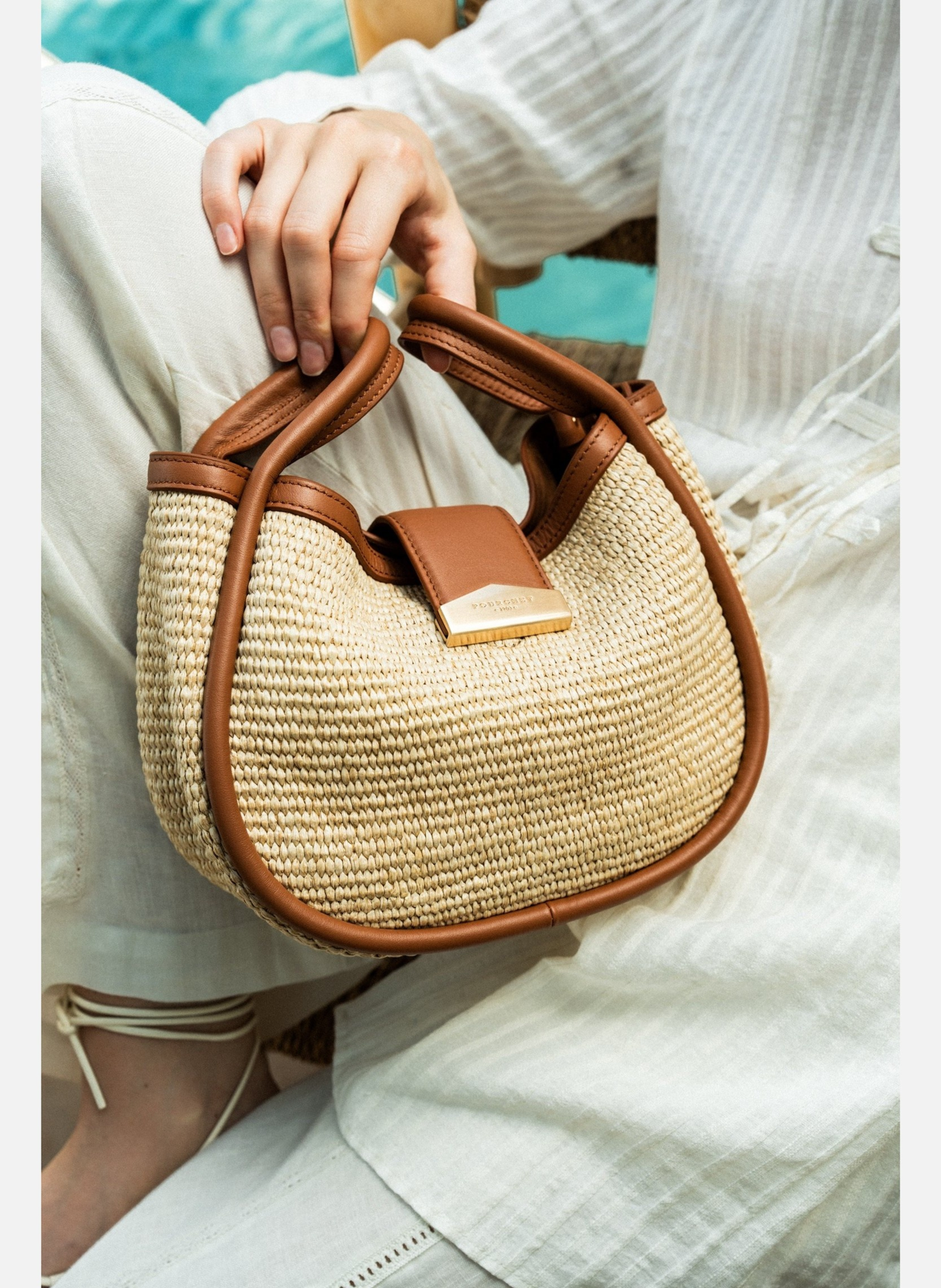 Liane paille gold | sac à main POURCHET Doré