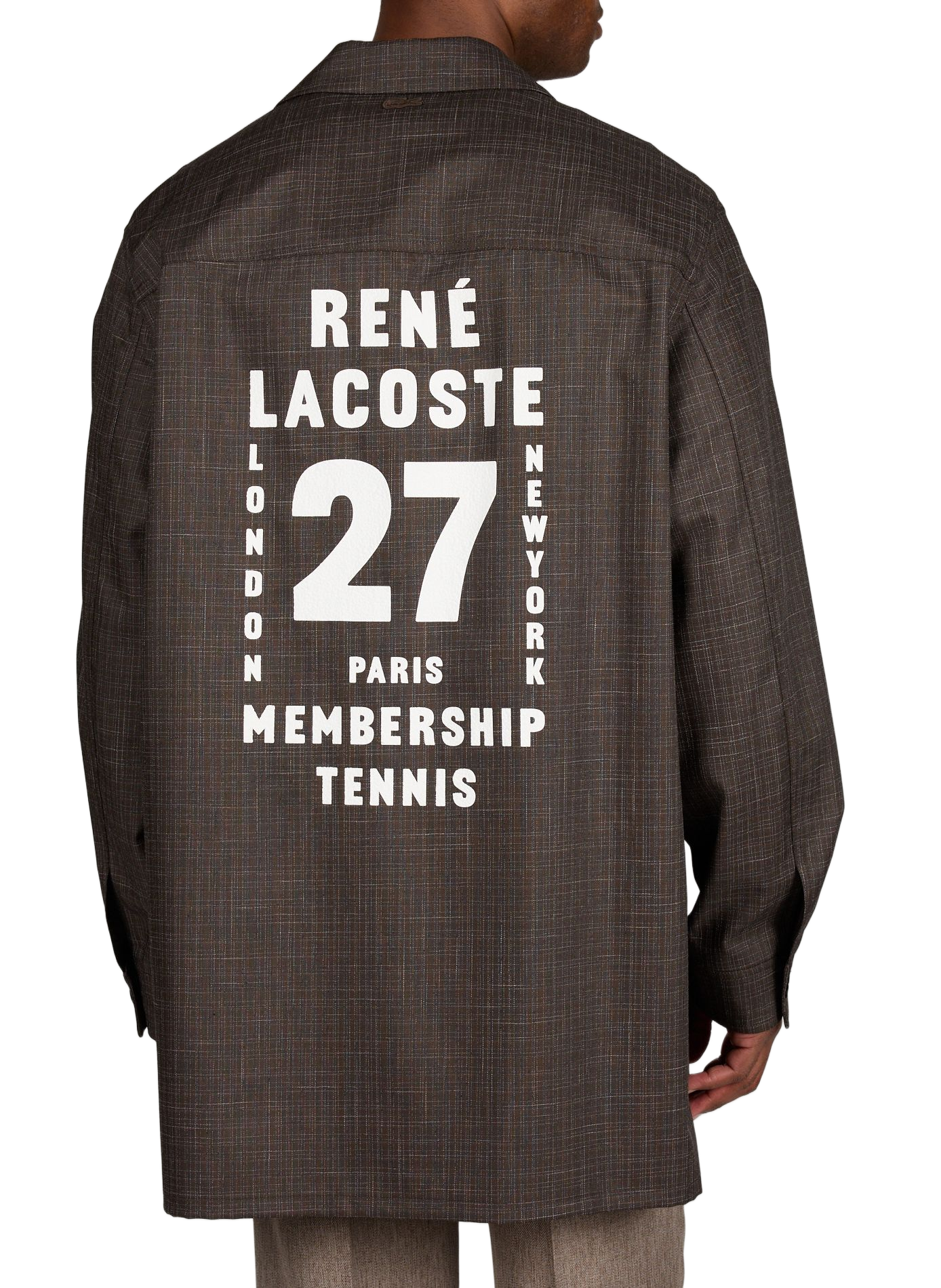 Oversize Nottingham Hemd aus Wolle und Baumwollmischung LACOSTE Braun