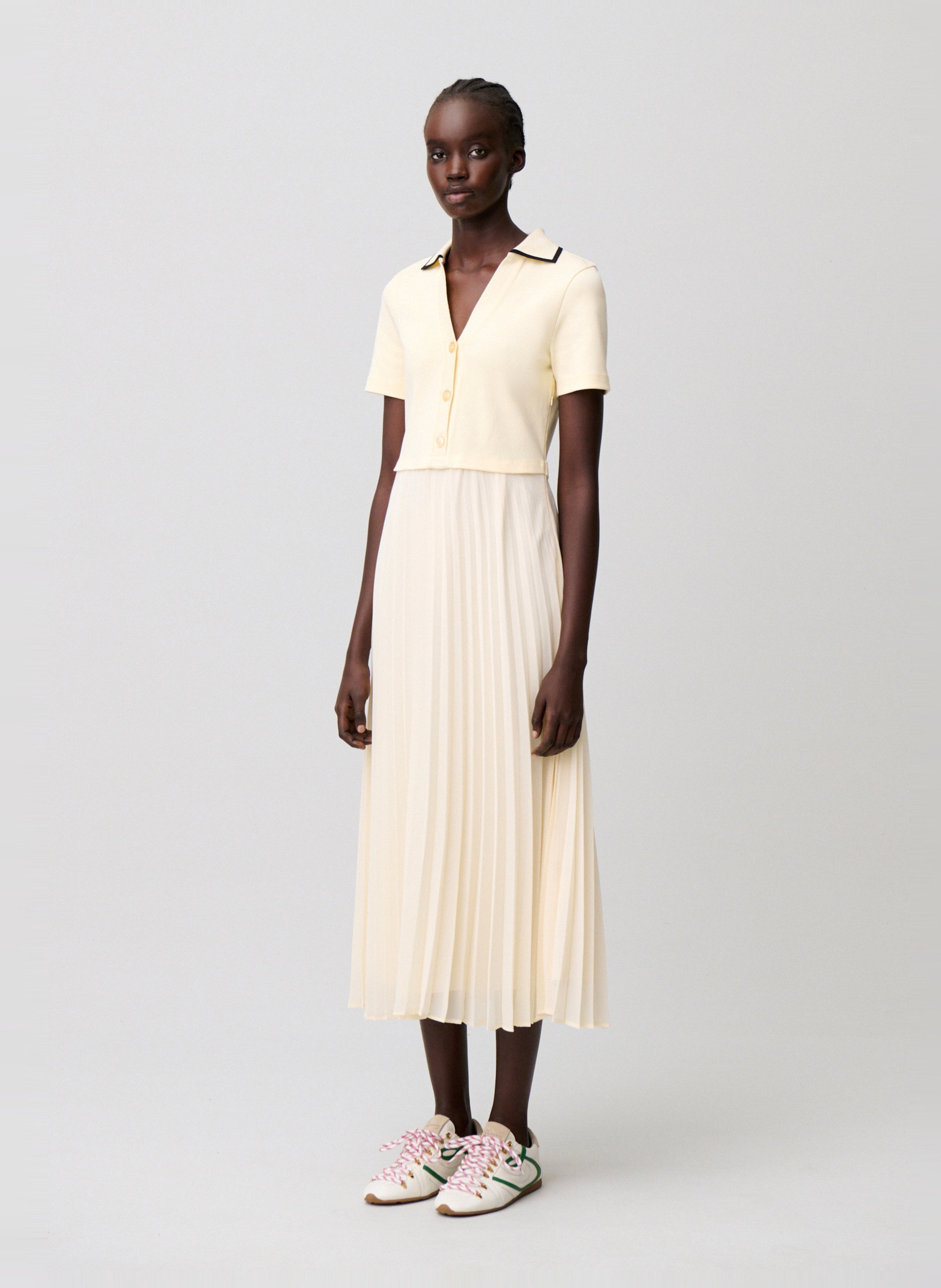 Robe longue col classique en maille CLAUDIE PIERLOT Beige