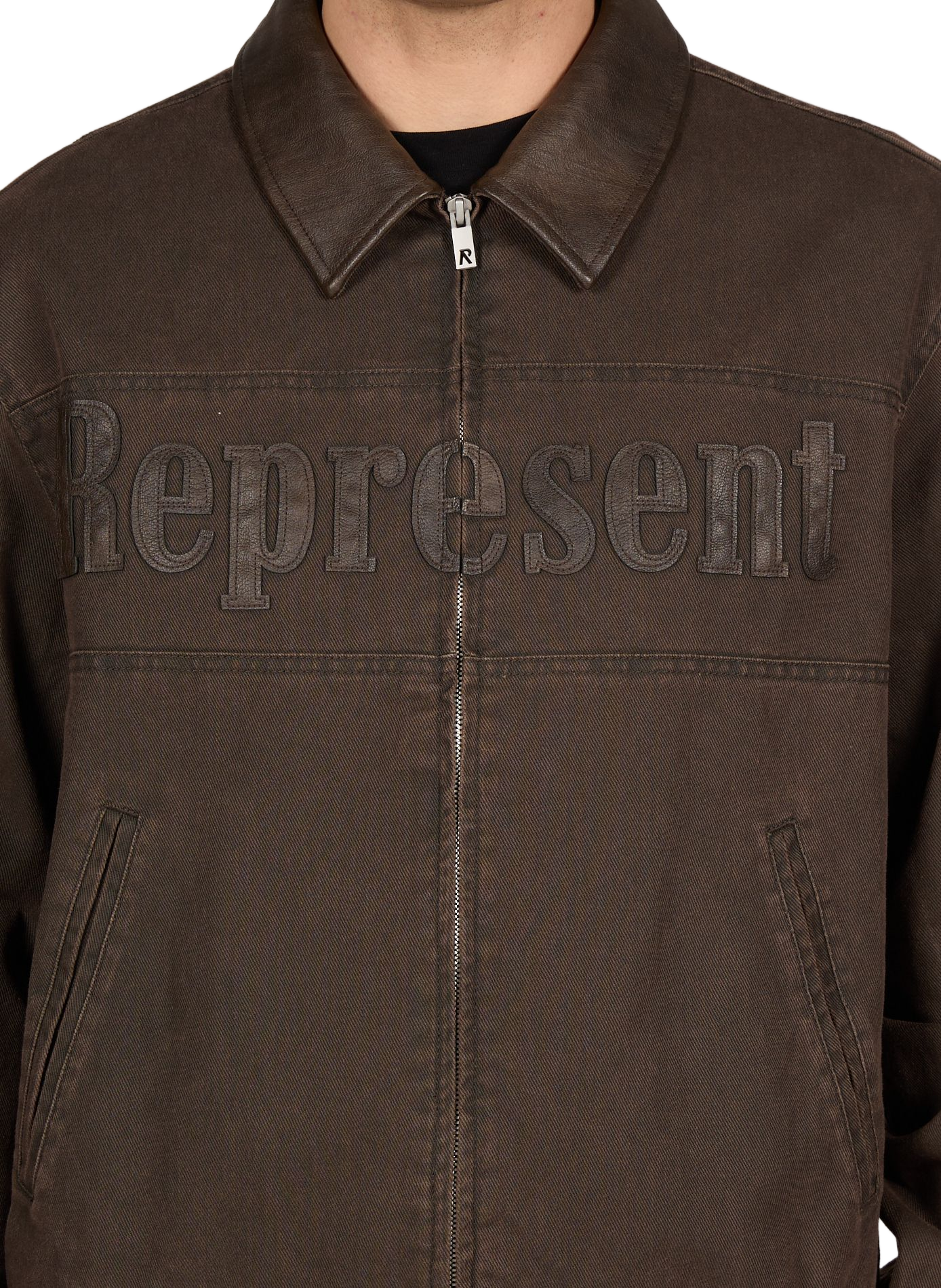Jacket with classic cotton collar REPRESENT Brown