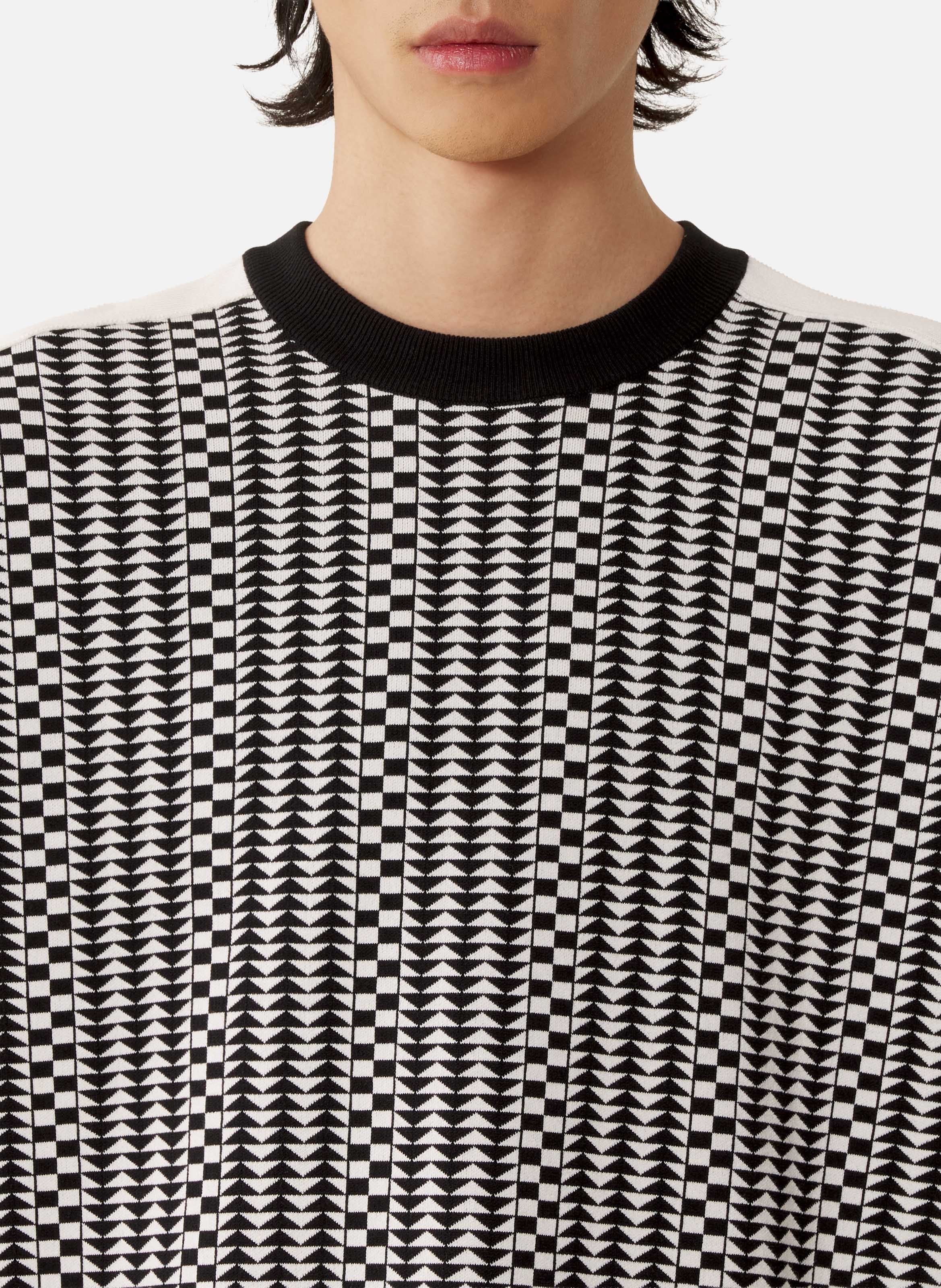 T-shirt ample en jacquard de soie et coton LANVIN Gris