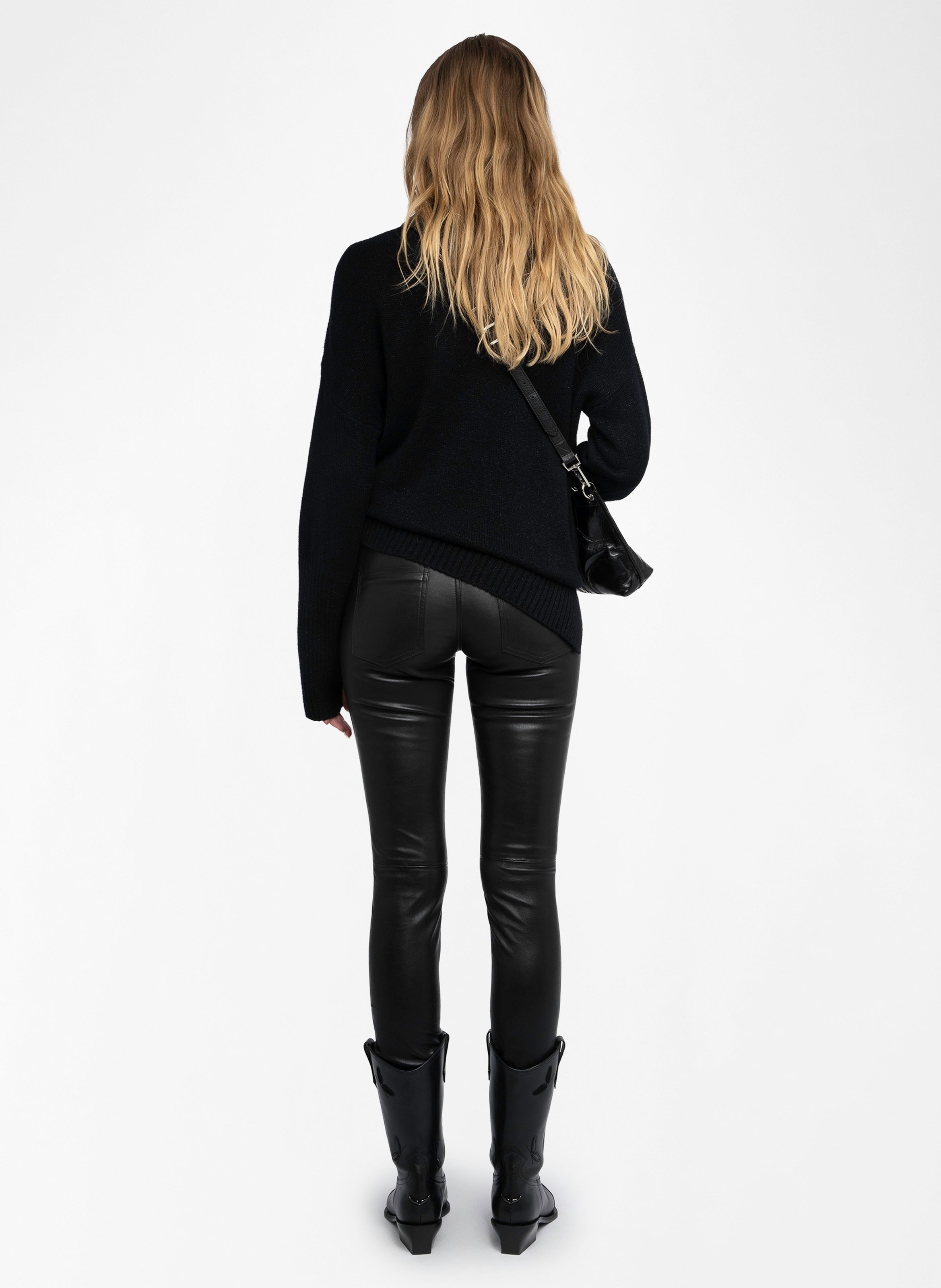 Pantalon slim en cuir phlame ZADIG&VOLTAIRE Noir