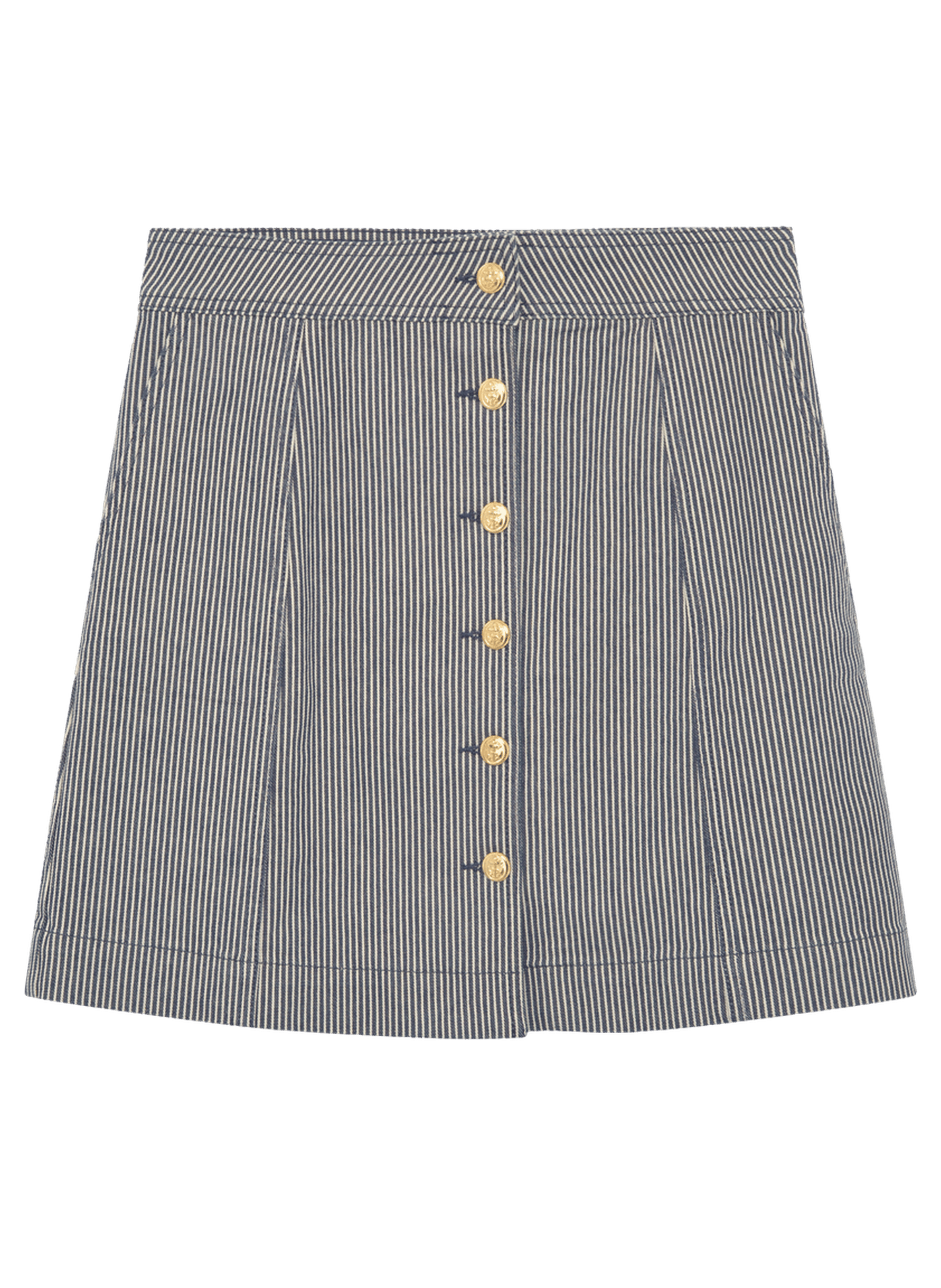 Jupe courte en denim à rayures - nawel Bleu