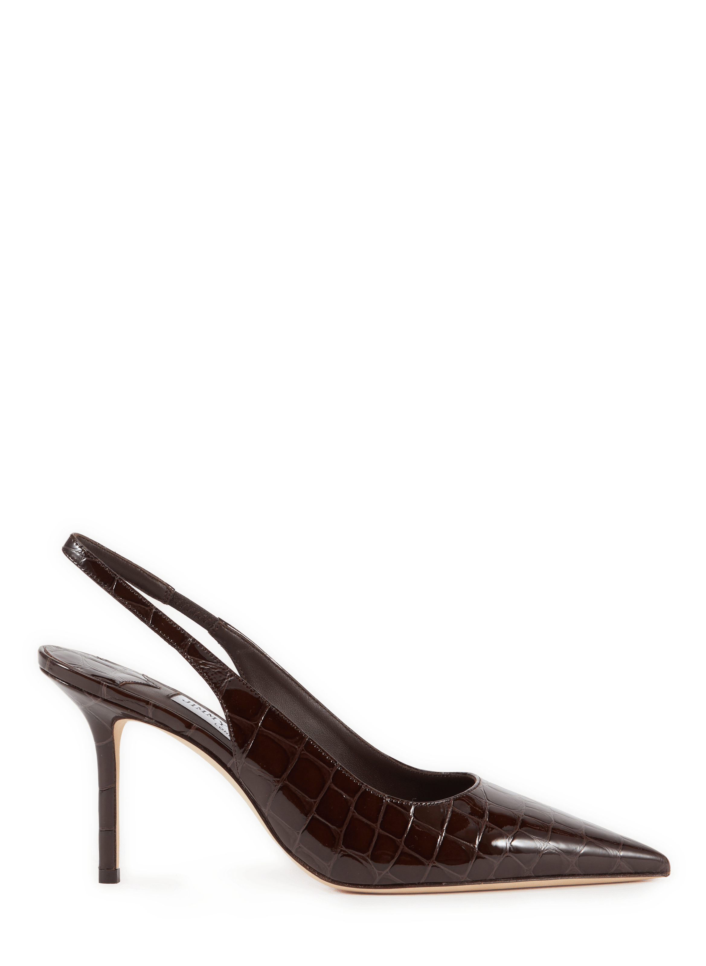 Sling-back Love 85 in vernis printed crocodile JIMMY CHOO Marrone