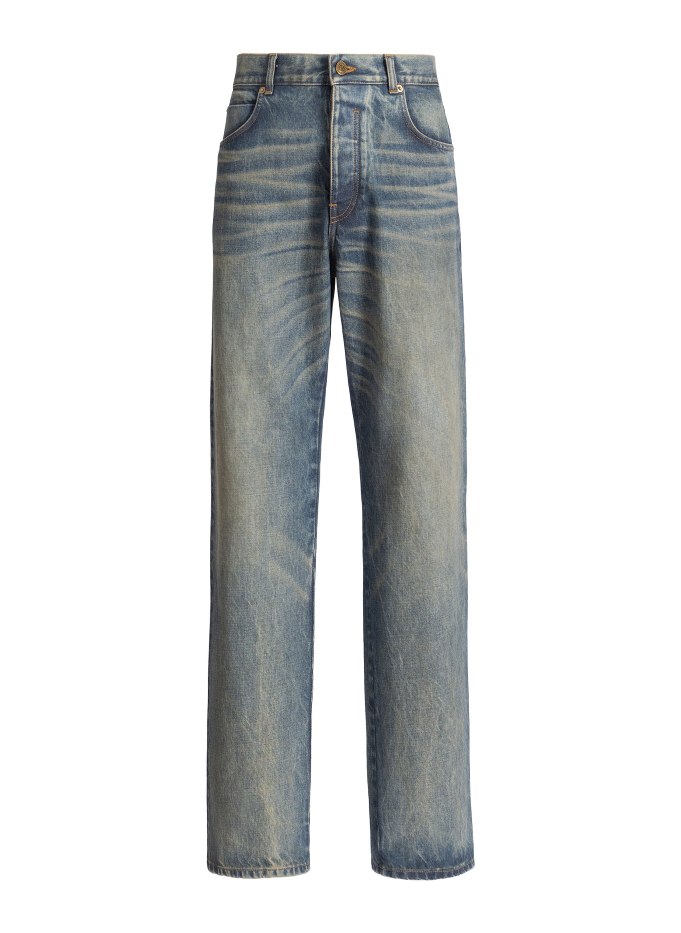 Jean loose en denim délavé vintage blue BALMAIN Bleu