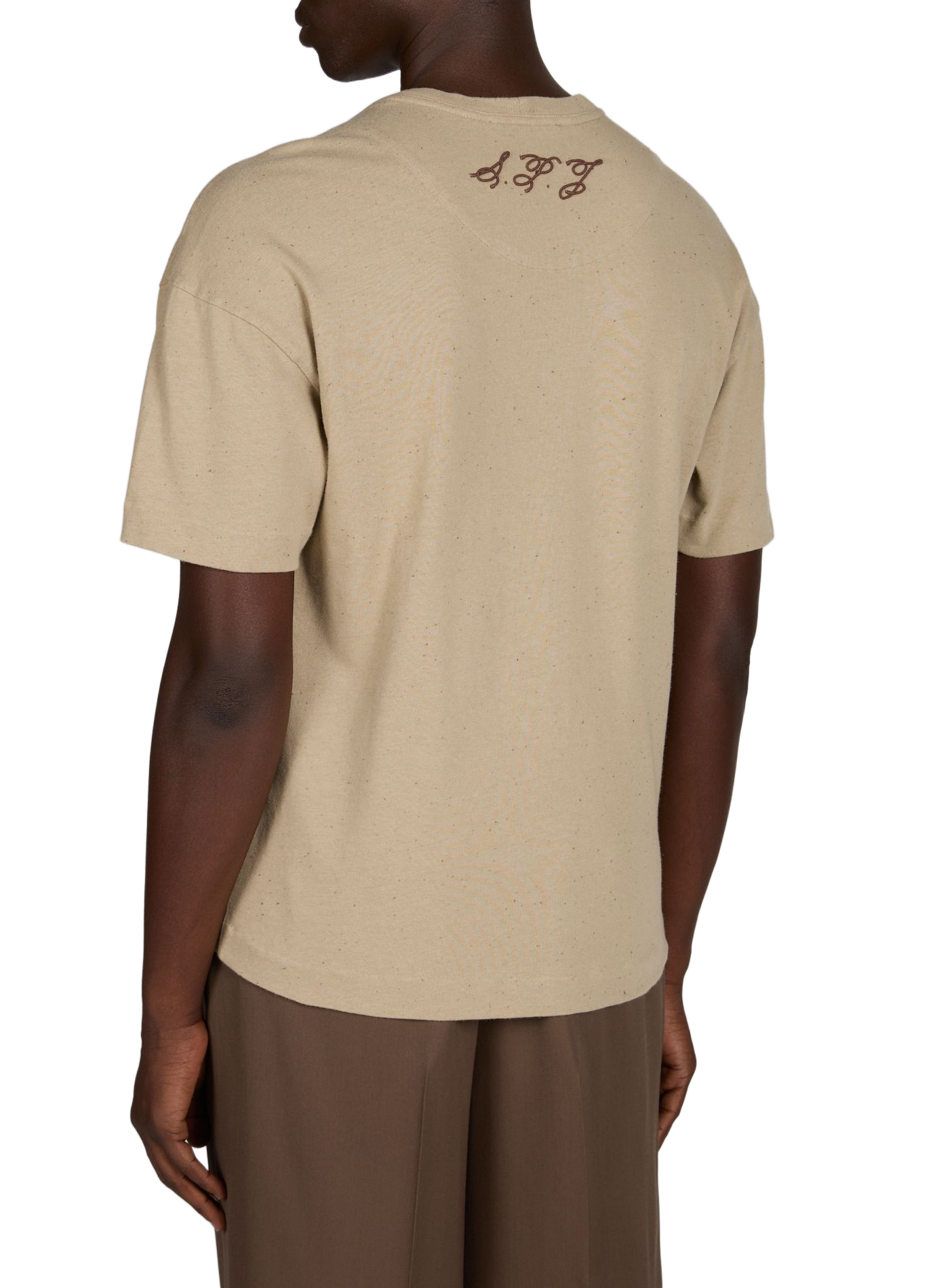 T-shirt à col rond en coton mélangé JACQUEMUS Beige