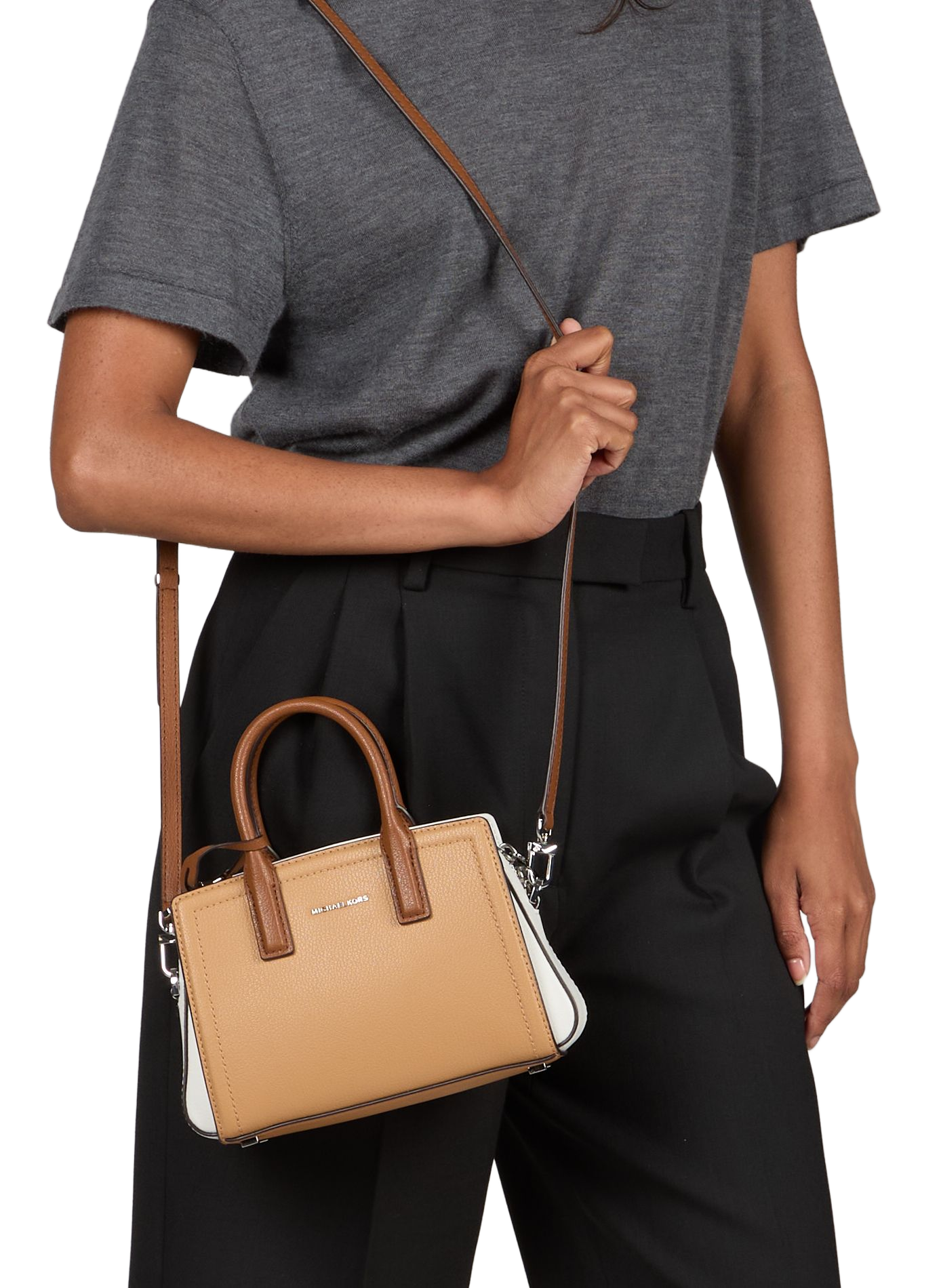 Laila XS logo leather handbag MICHAEL KORS Brown