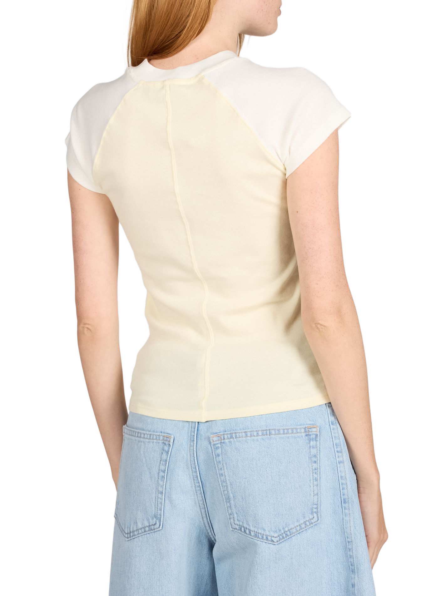 Zweifarbiges T-Shirt Emilie aus Baumwollmischung TOPSHOP Beige