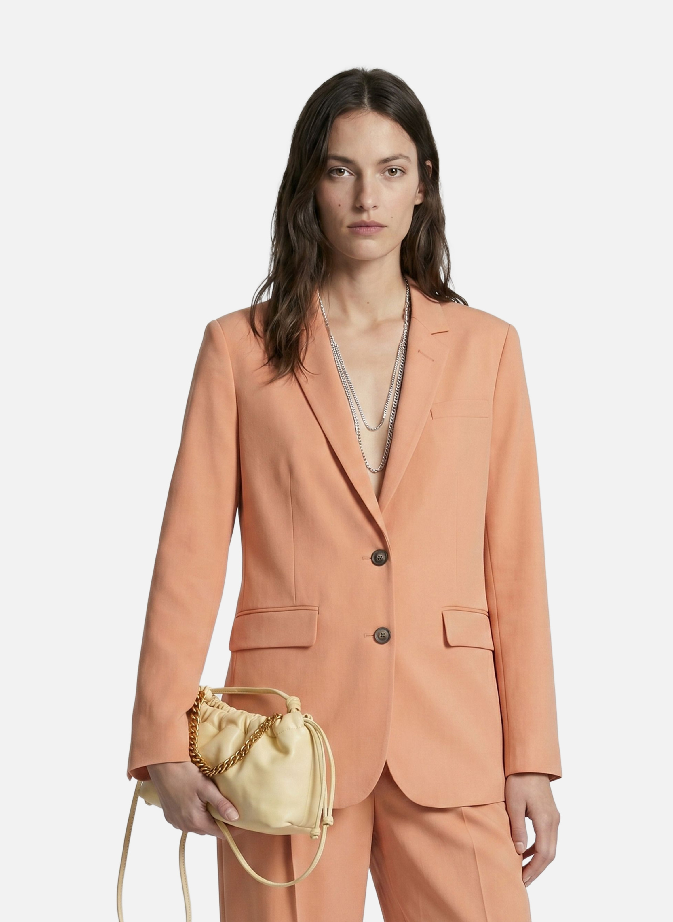 Veste de tailleur droite en lin et coton THE KOOPLES Marron