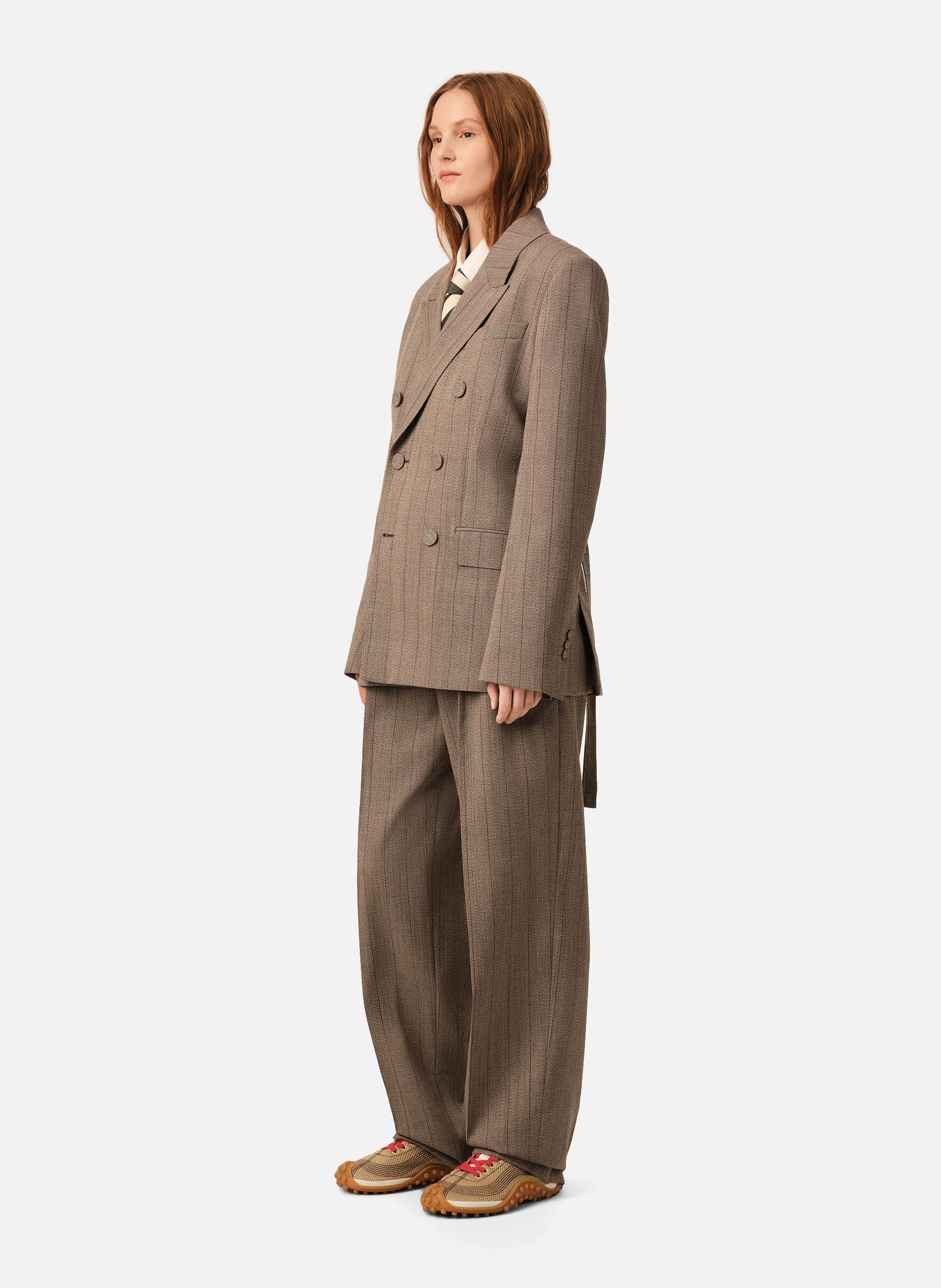 Veste rayée double boutonnage en laine AMI PARIS Marron