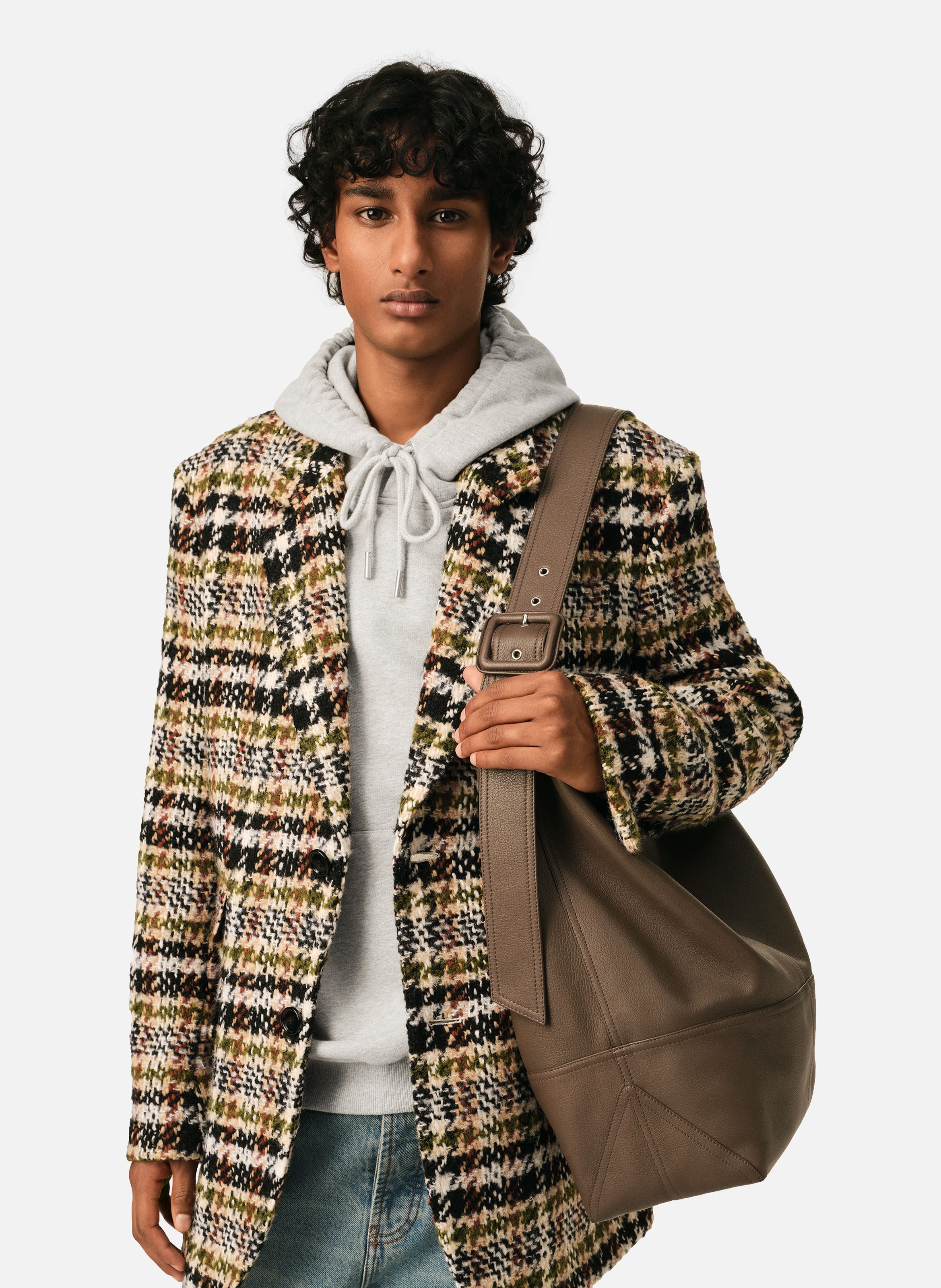 Sac porté croisé etienne unisexe en cuir de taurillon AMI PARIS Marron