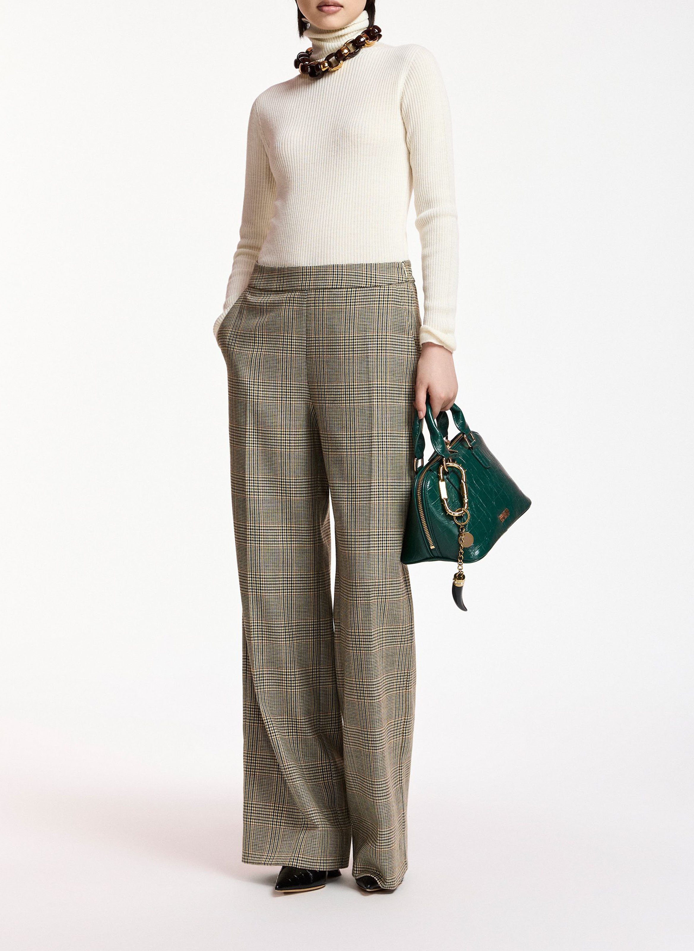 Pantalon droit à carreaux kelline1 ESSENTIEL ANTWERP Marron