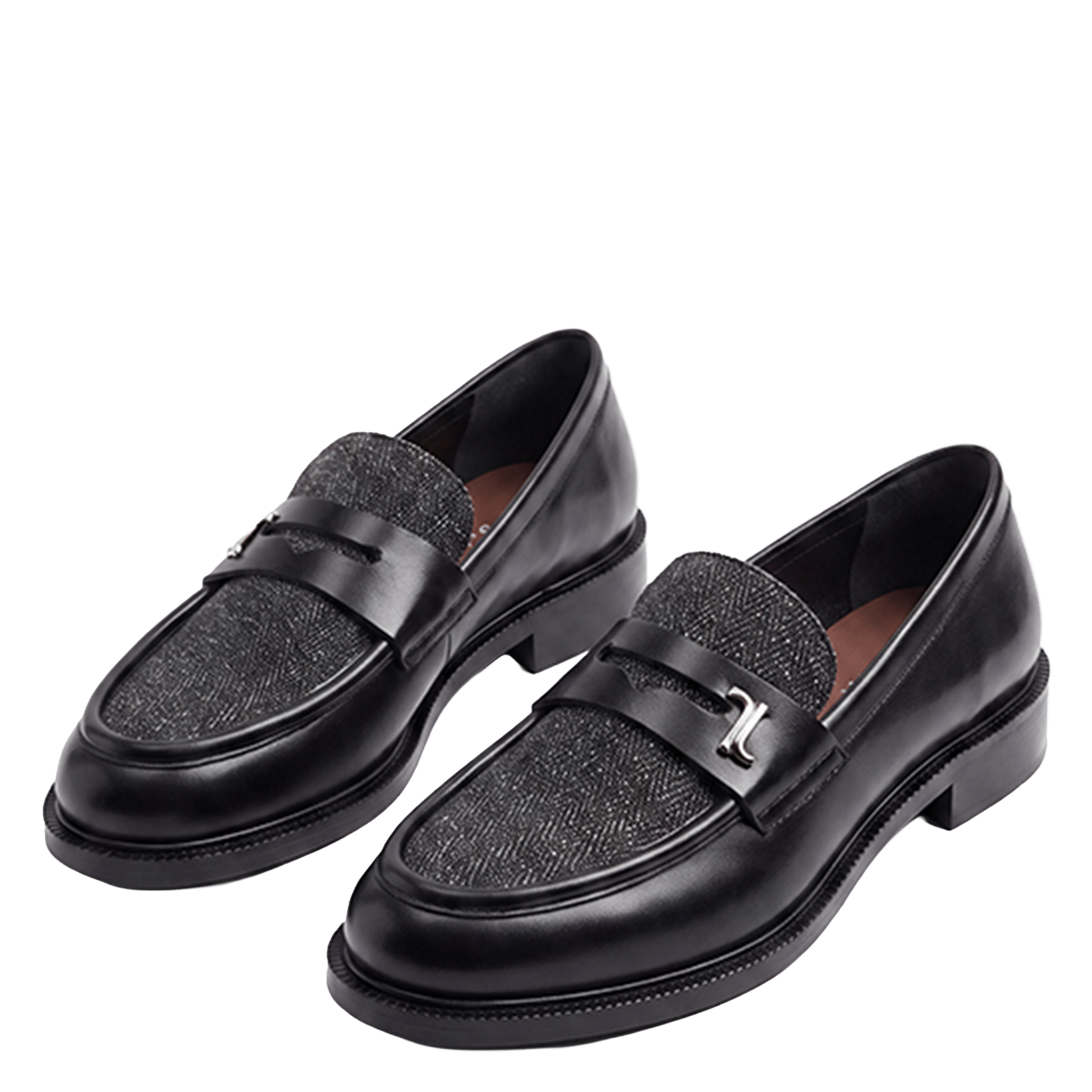 Mocassins en cuir avec empiècement à chevrons duedi JONAK Gris