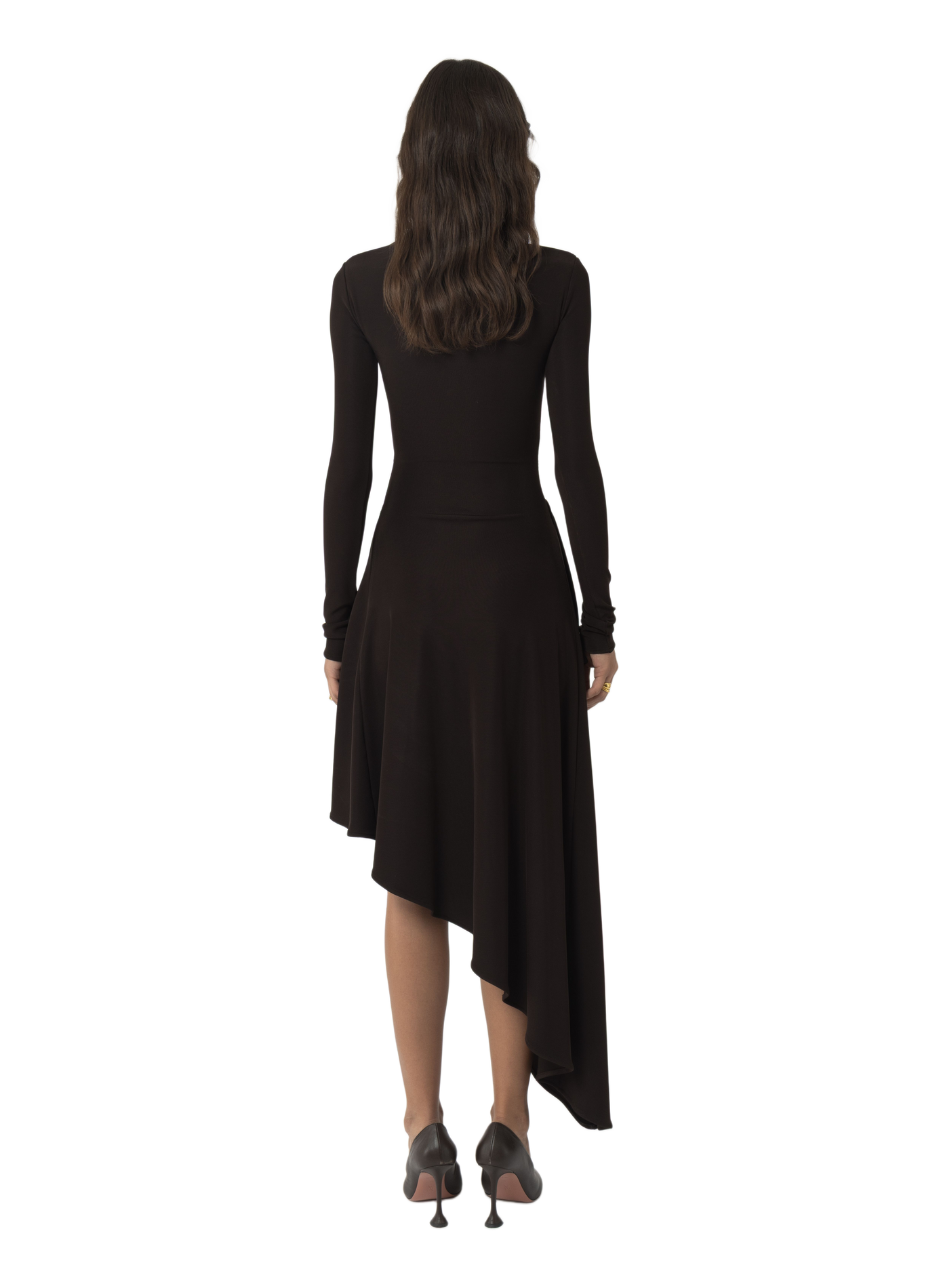 Robe longue asymétrique col montant ARAKII Brown