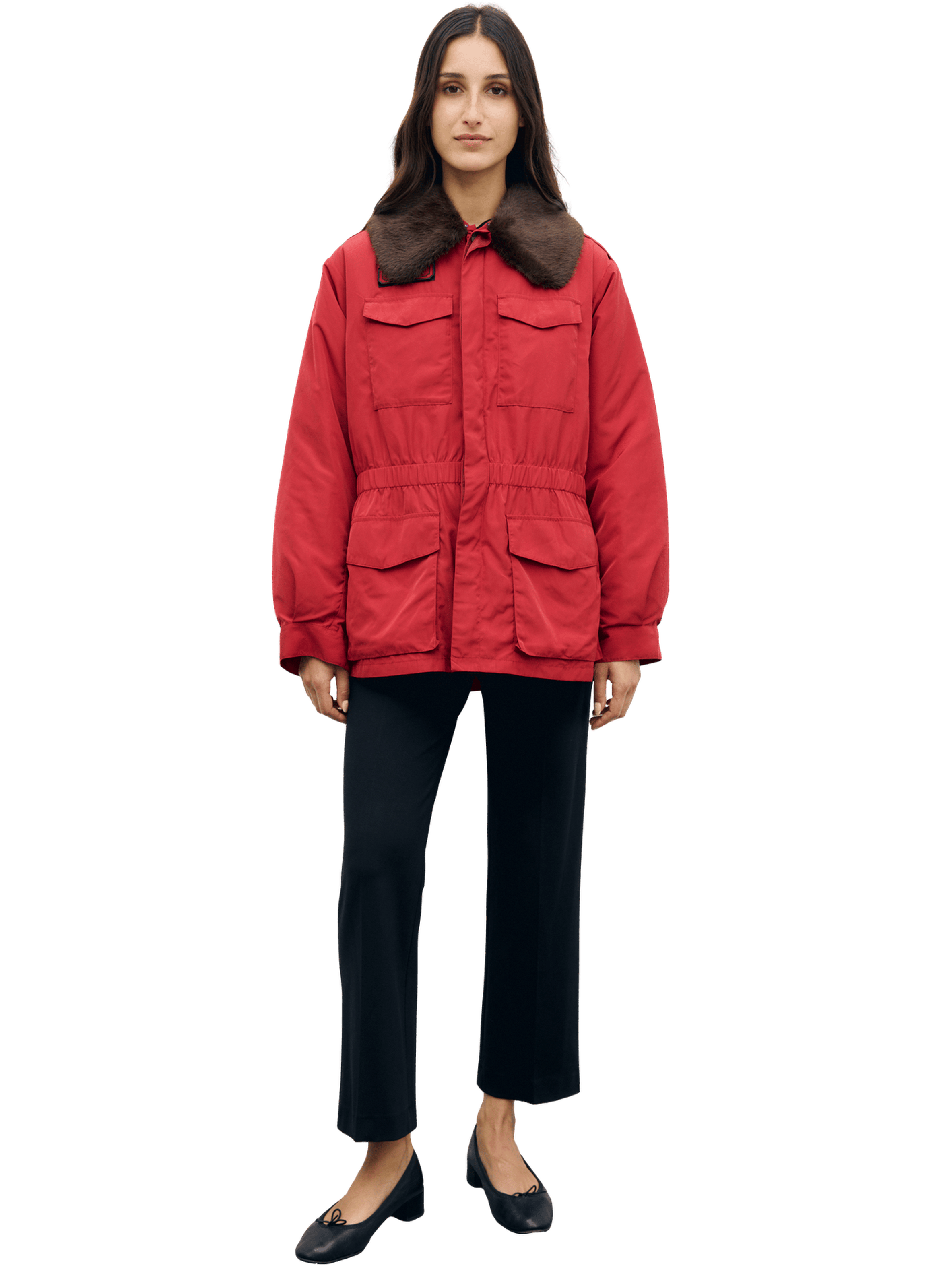Parka cintrée à col en fausse fourrure - antmer GERARD DAREL Rouge