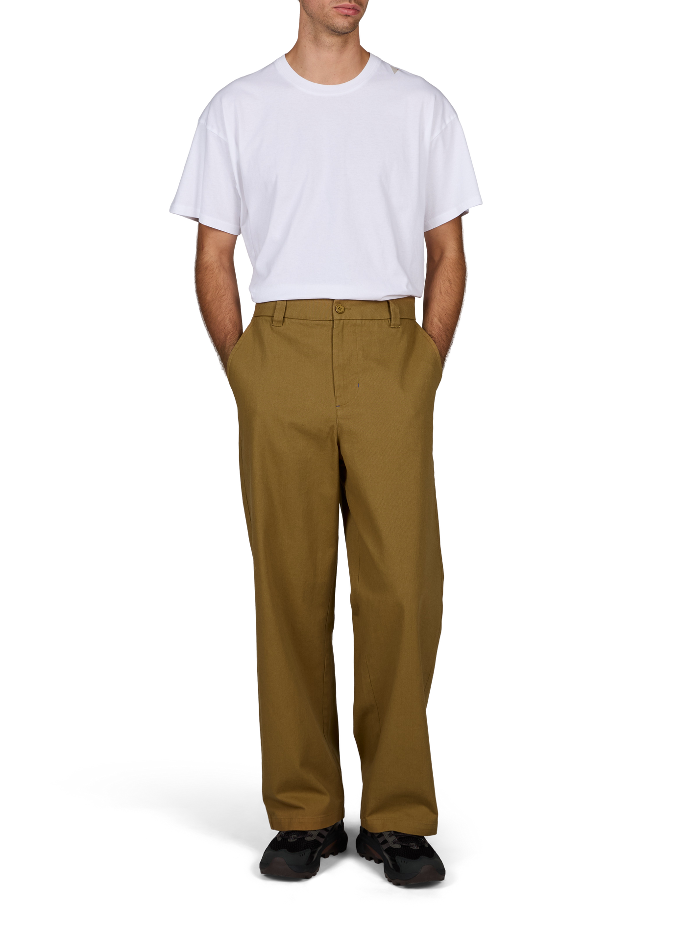 Wijde hoge taille broek in effen kleur THINKING MU Bruin