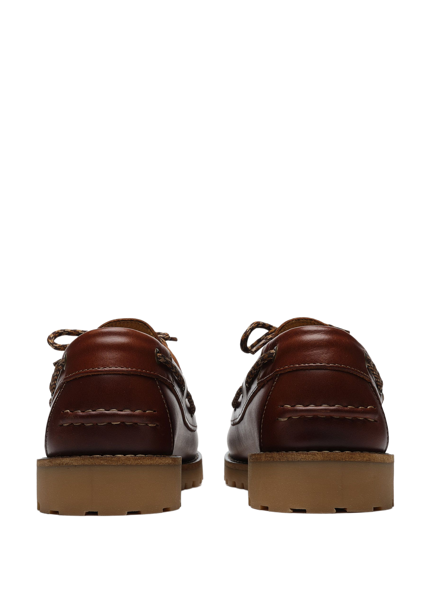 Larch leather lace-up boat shoes FAGUO Brown