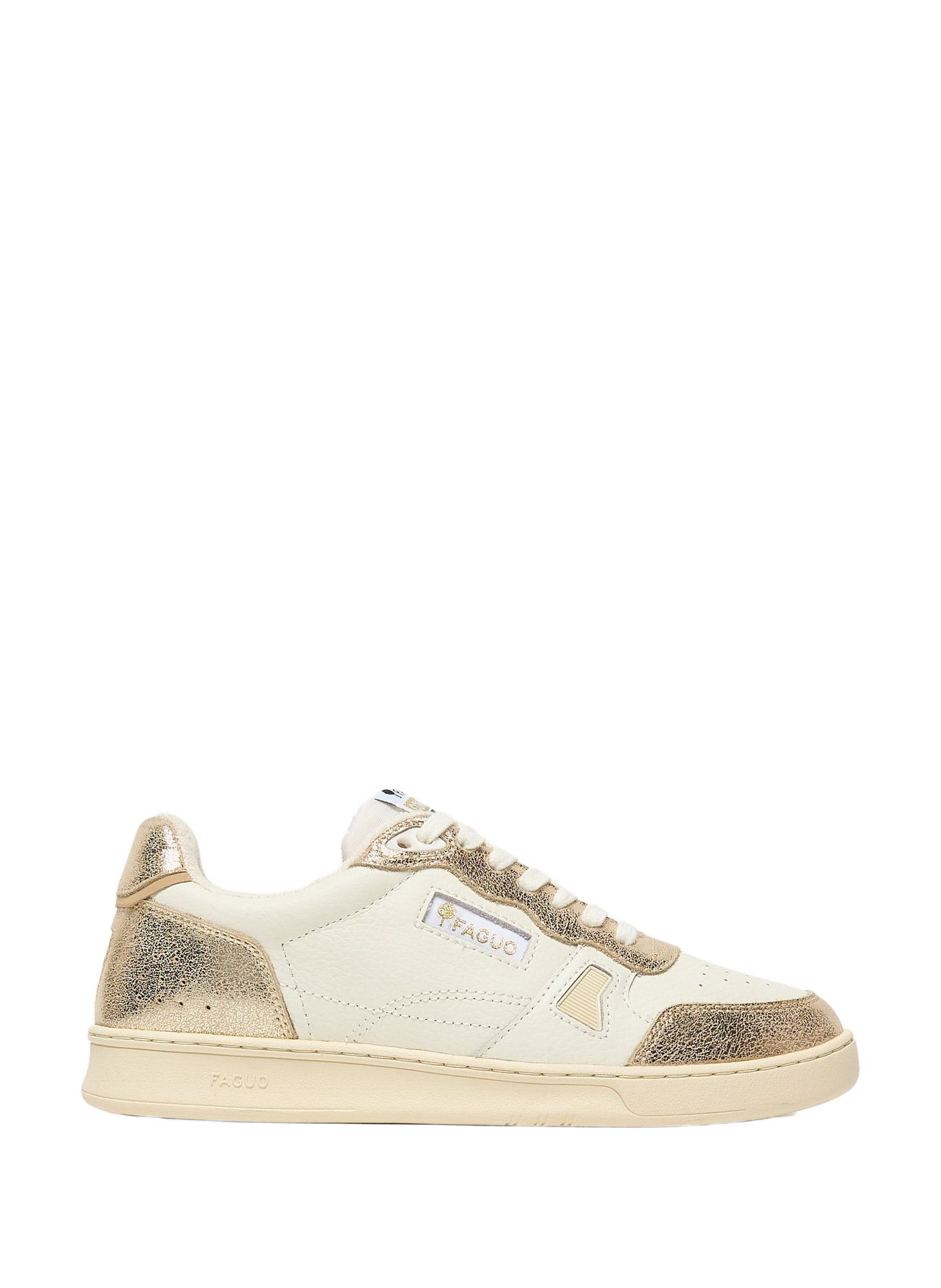 Shiny mixed leather sneakers FAGUO Beige