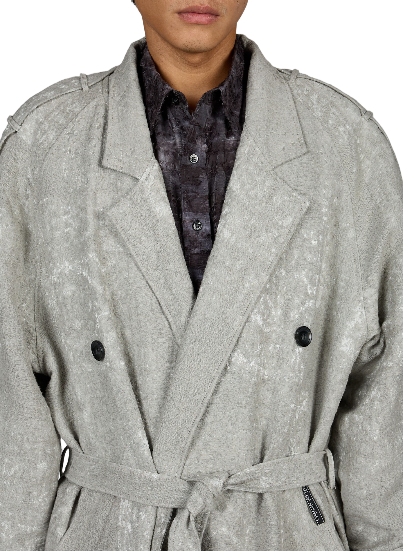 Weiter einfarbiger Mantel im Trenchcoat-Stil RENÈ Grau