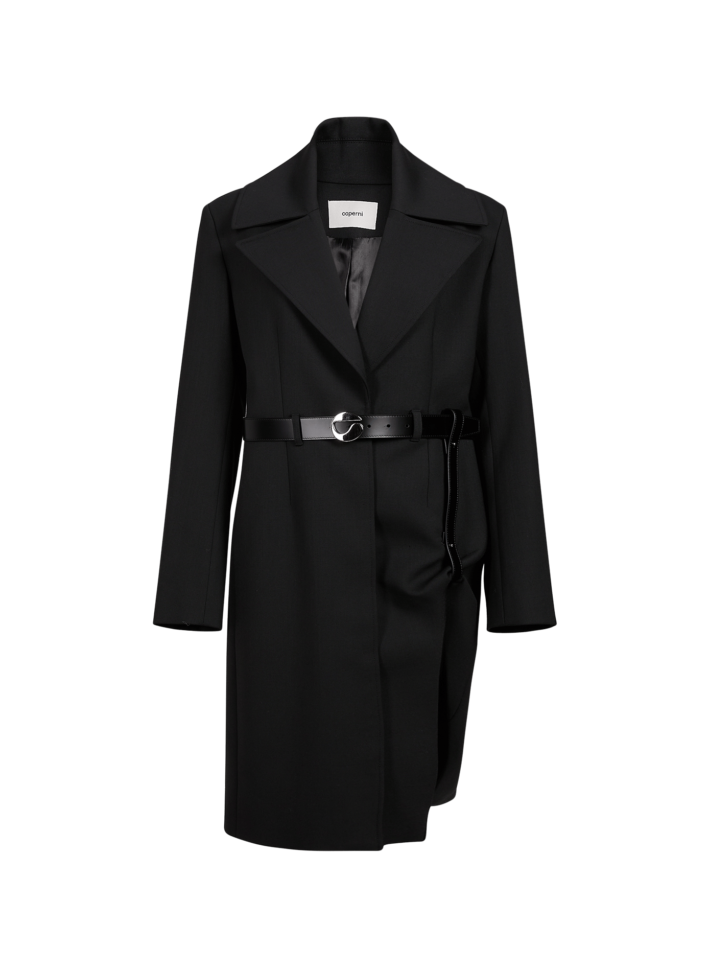 Straight belted coat with tailored collar COPERNI Black