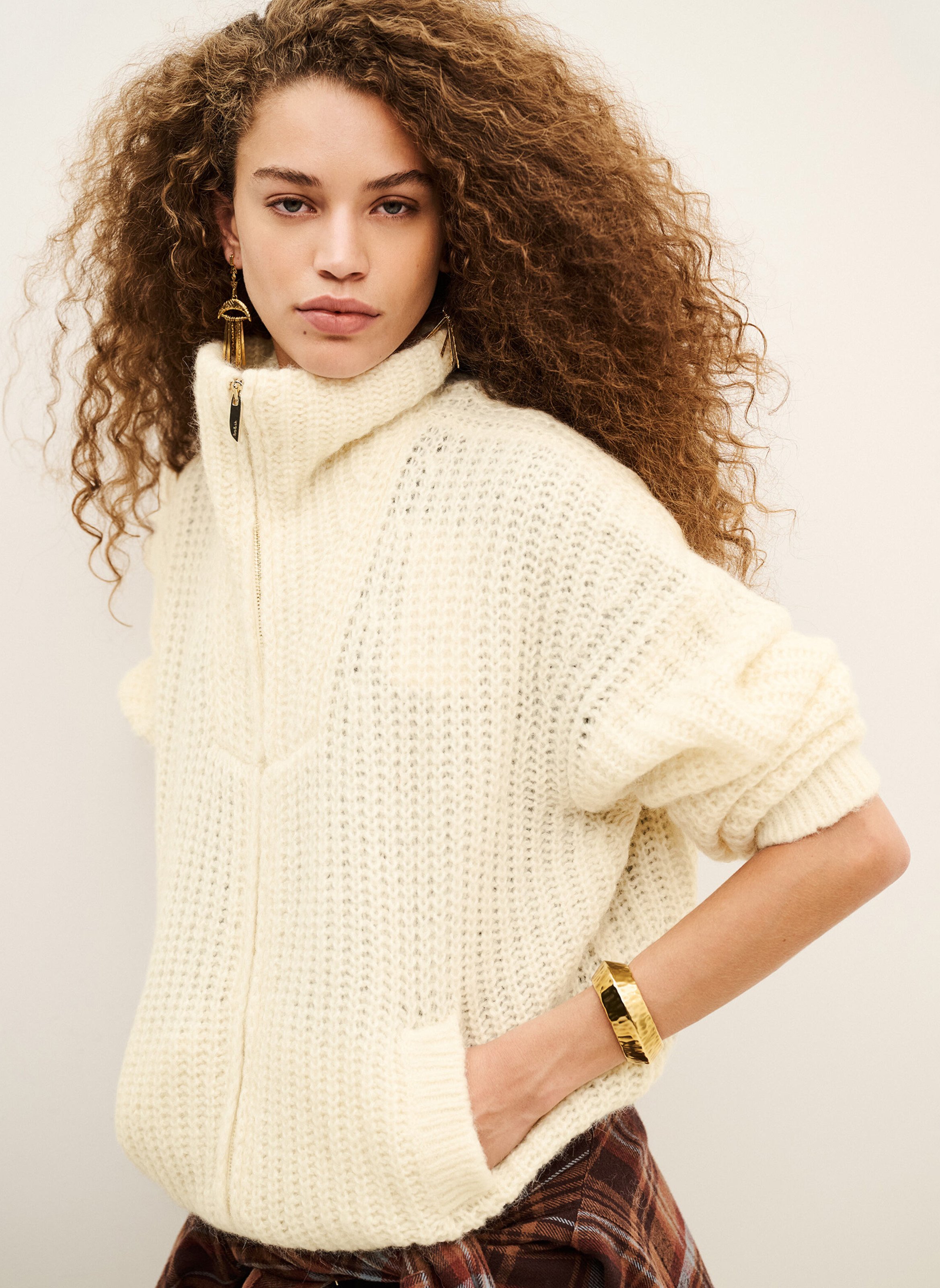 Cardigan ample en laine mélangée belwane BA&SH Beige