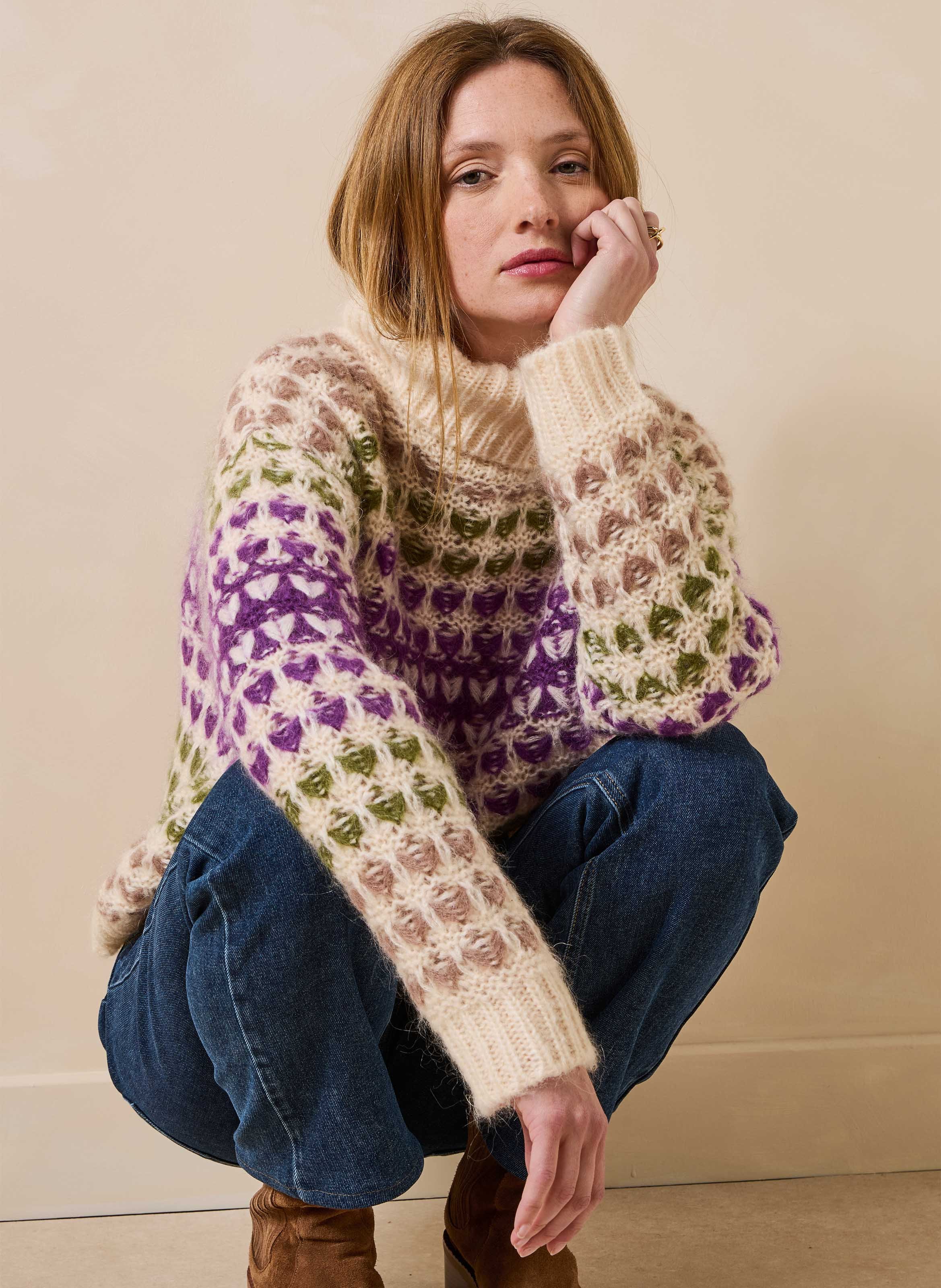 Oversized gebreide trui met opstaande kraag LA FEE MARABOUTEE Veelkleurig