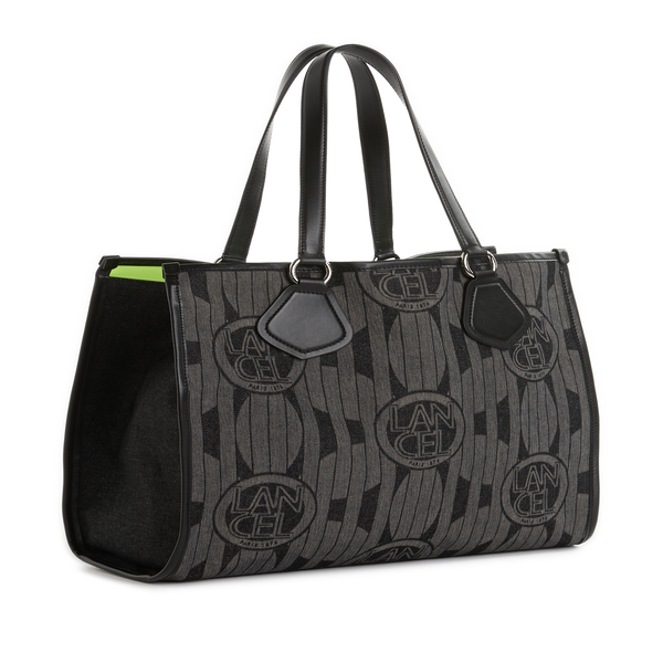 Lancel Denim Logo Tote Bag In Black