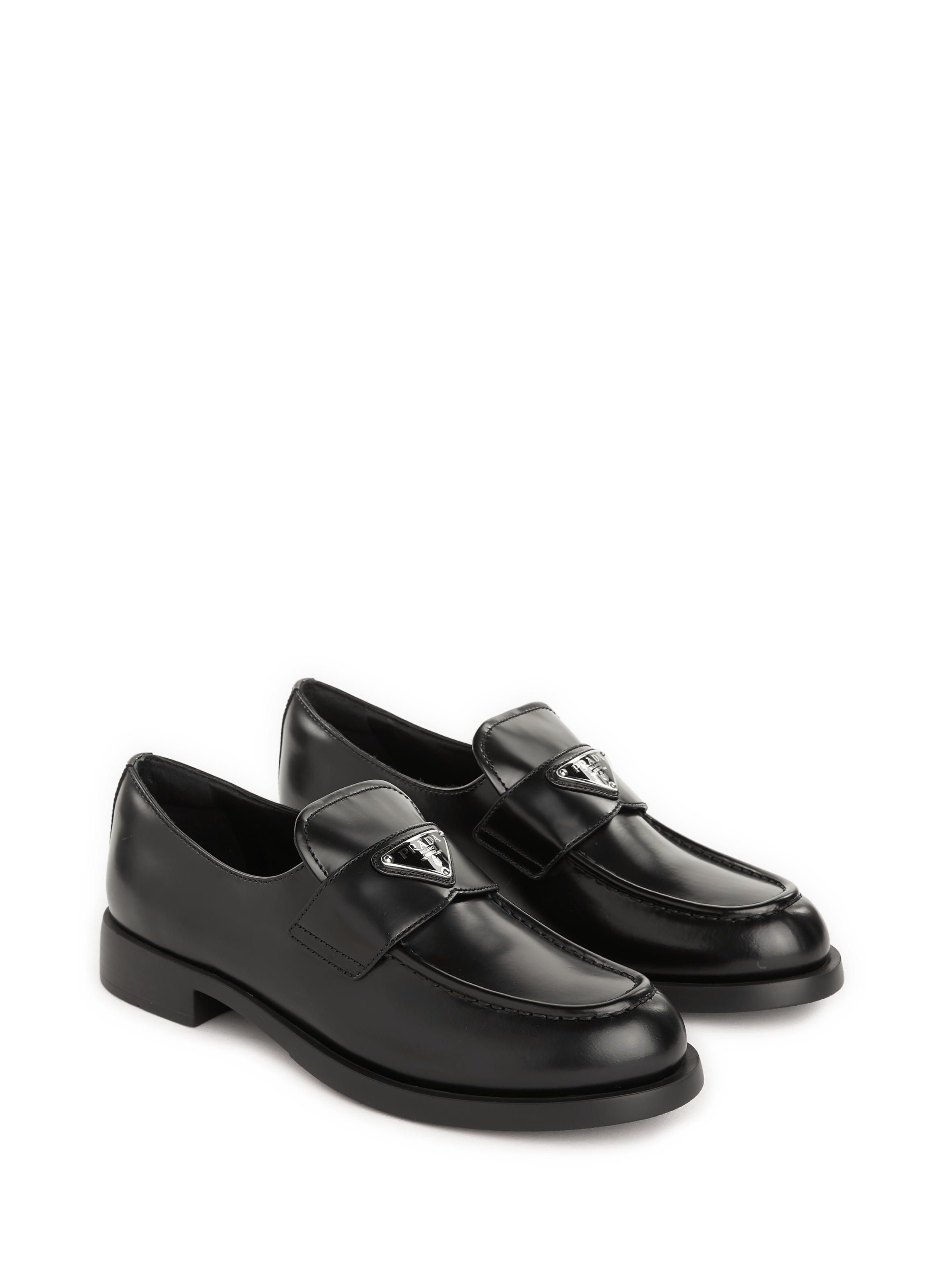 Calfskin leather loafers PRADA Black
