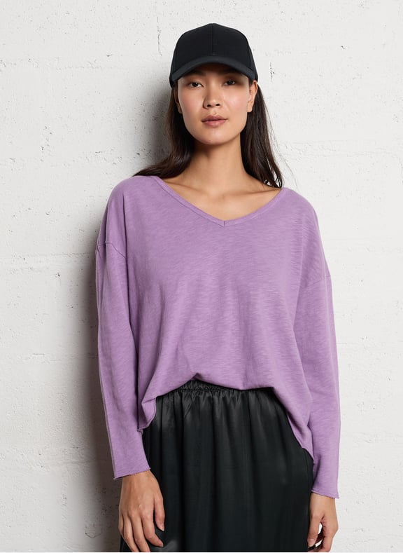 Tee-shirt manches longues en coton sonoma Violet by AMERICAN VINTAGE AMERICAN VINTAGE Tee-shirt manches longues en coton sonoma Violet