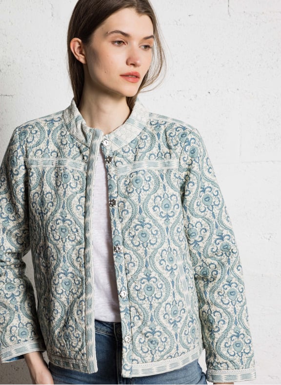 Veste col rond en coton chiara Vert by MAISON 123 MAISON 123 Veste col rond en coton chiara Vert