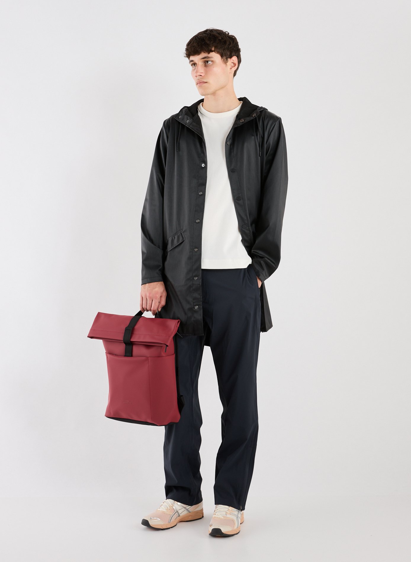 Imperméable long à capuche RAINS Noir