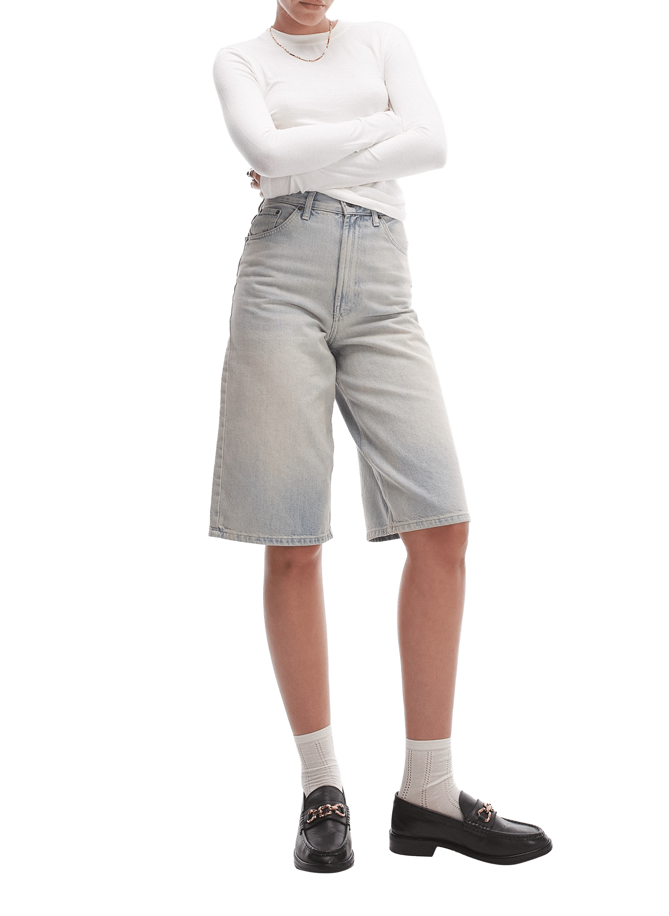 T-shirt col rond à manches longues TOPSHOP Blanc