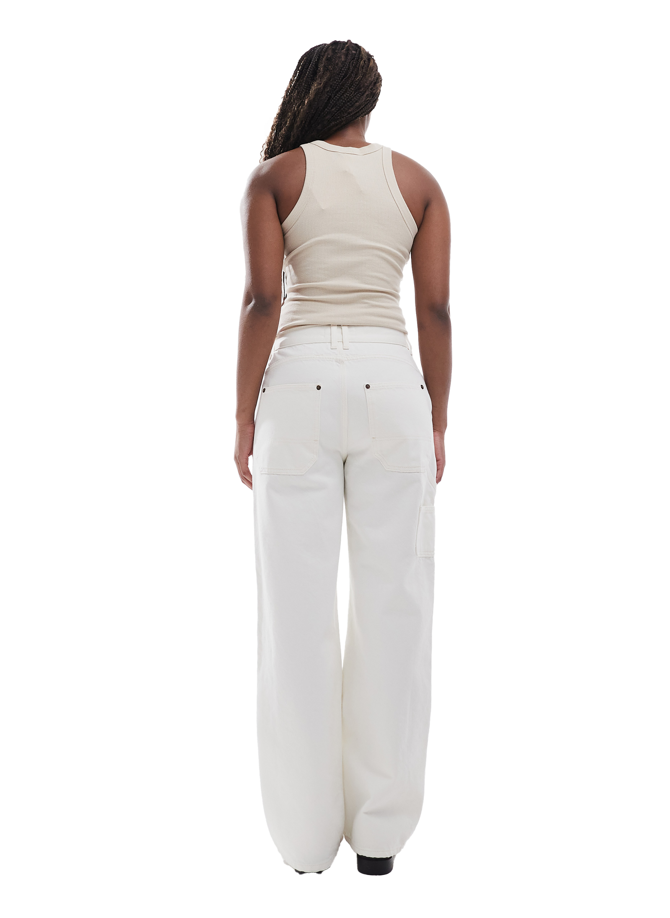 Jeans Tssimone mit mittelhoher Taille aus Baumwolle. TOPSHOP Beige