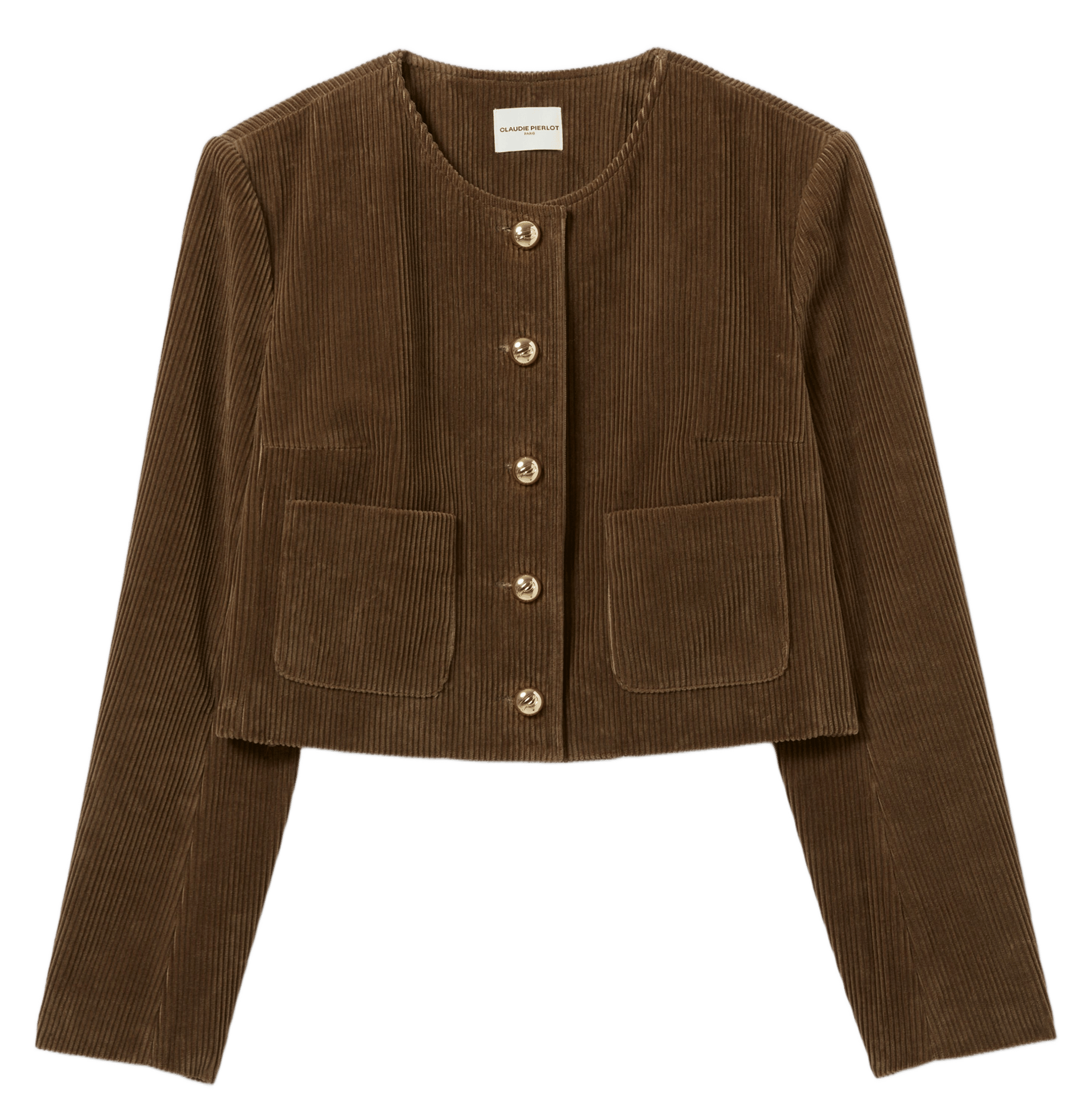 Veste courte en velours côtelé vanille CLAUDIE PIERLOT Marron