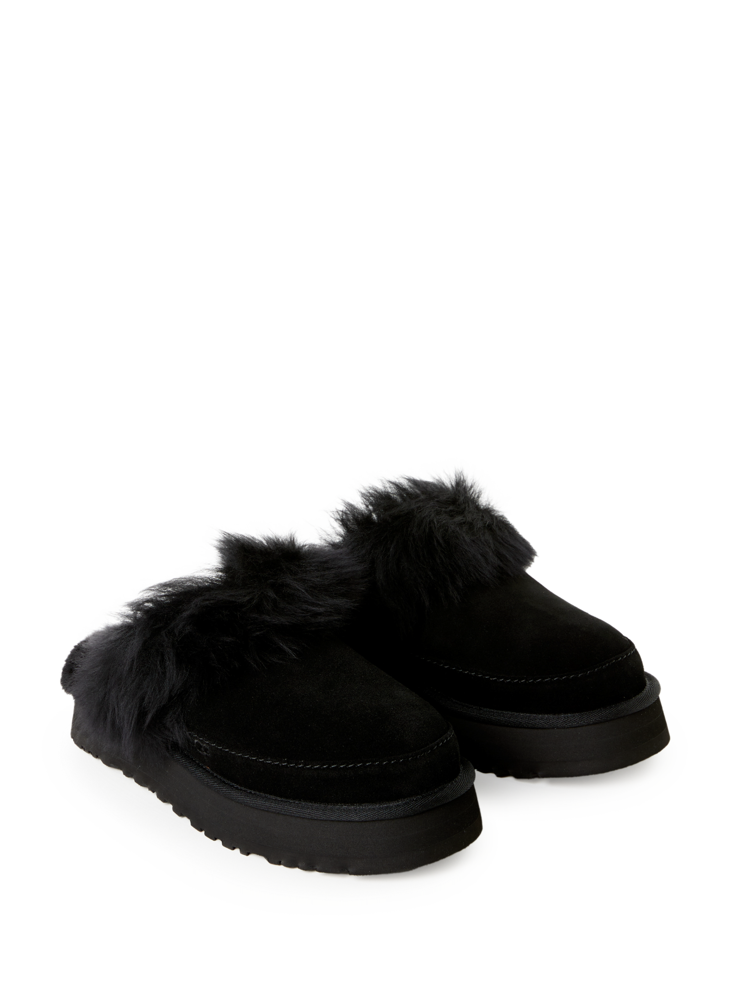 Mules à fourrure en cuir UGG Noir