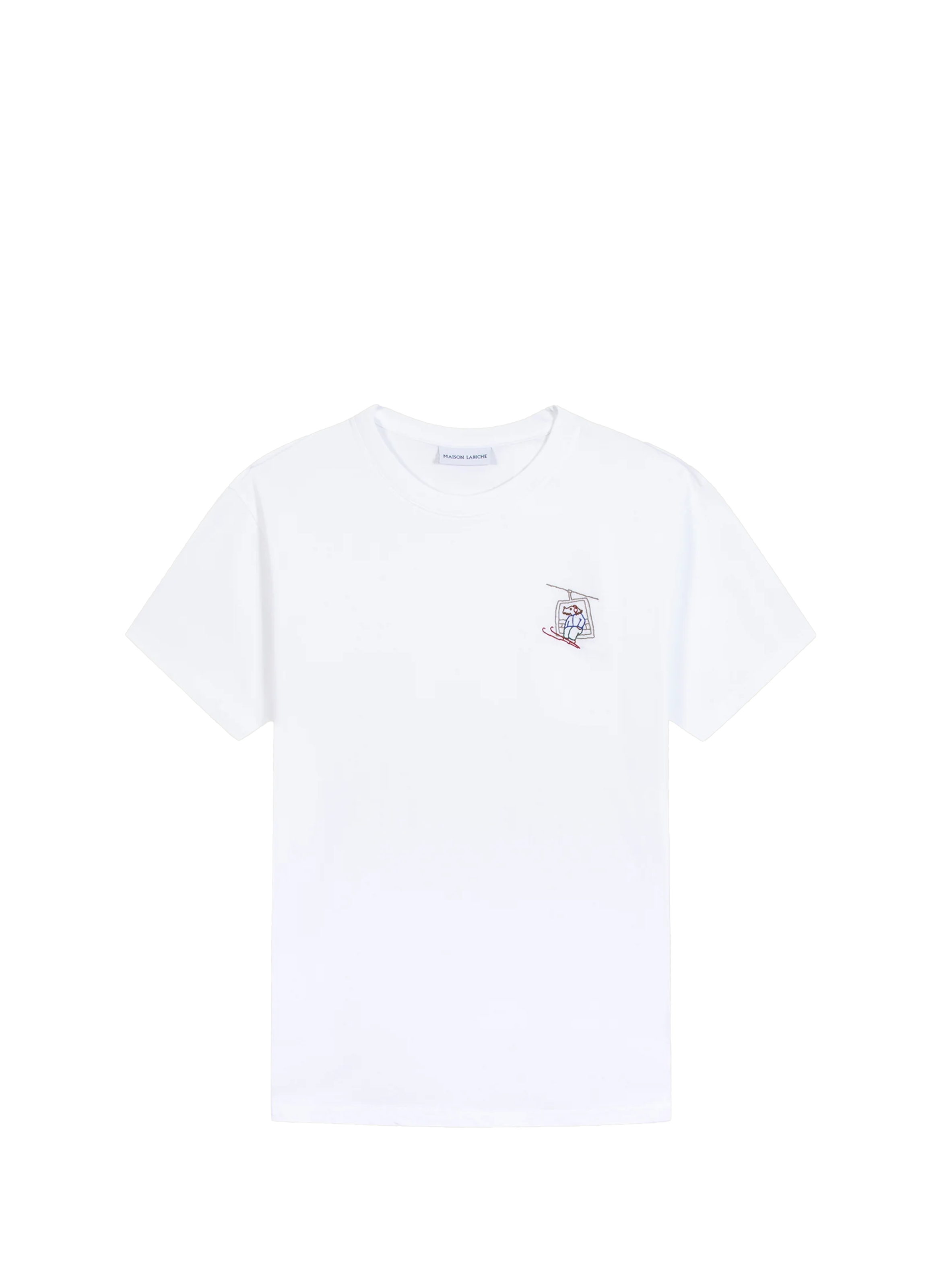 MAISON LABICHE Short-sleeved Popincourt embroidered T-shirt in GOTS cotton White