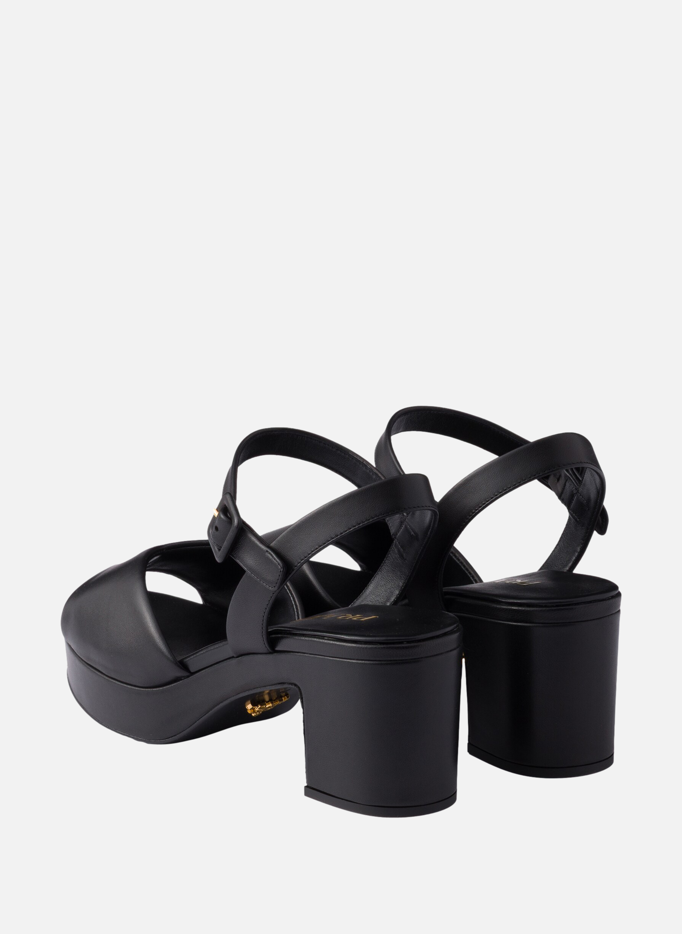 Sandales en cuir nappa matelassé PRADA Noir