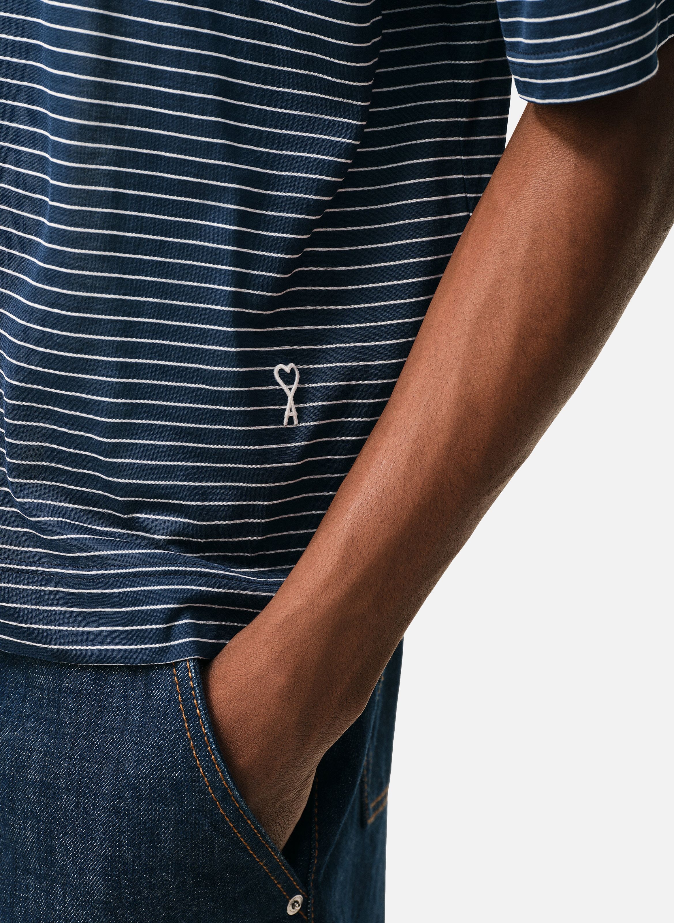 Polo rayé ami de coeur en coton unisexe AMI PARIS Bleu