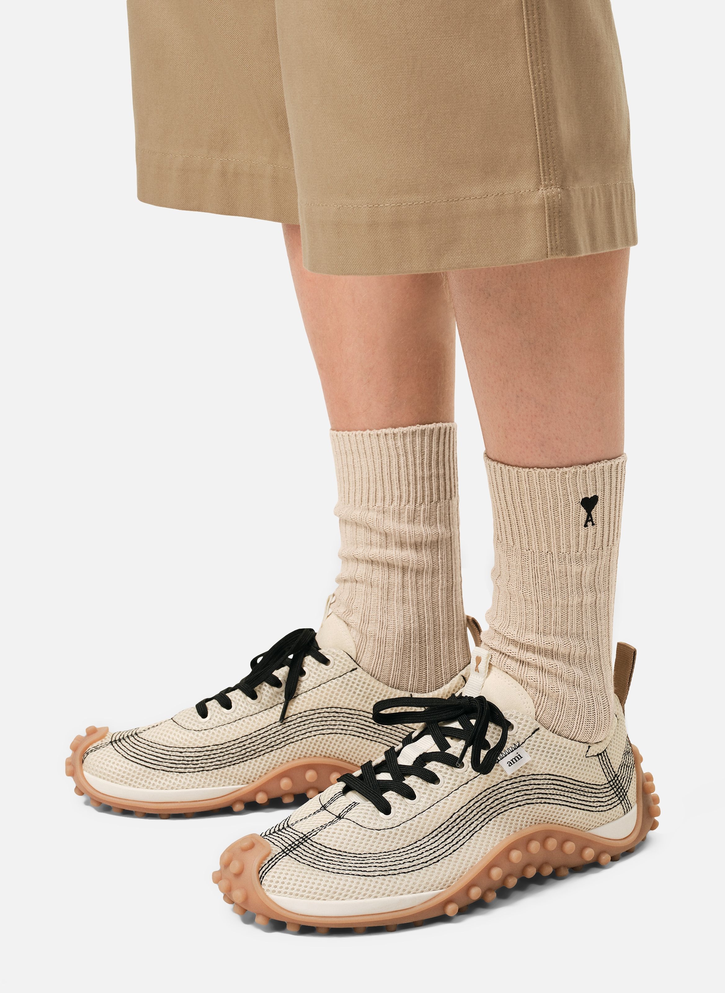 Chaussettes ami de coeur noir unisexes en coton AMI PARIS Beige