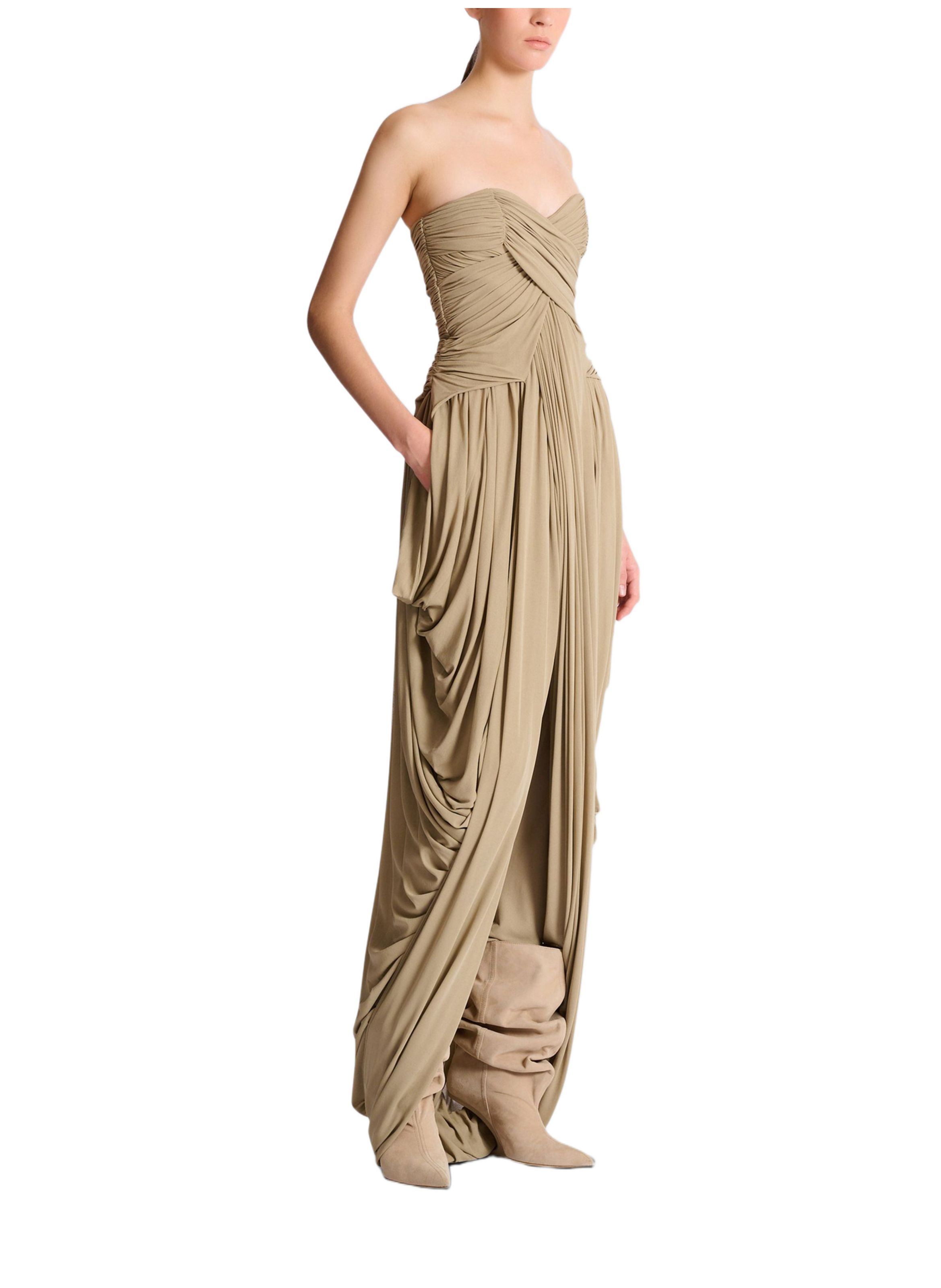 Combinaison bustier drapée BALMAIN Beige