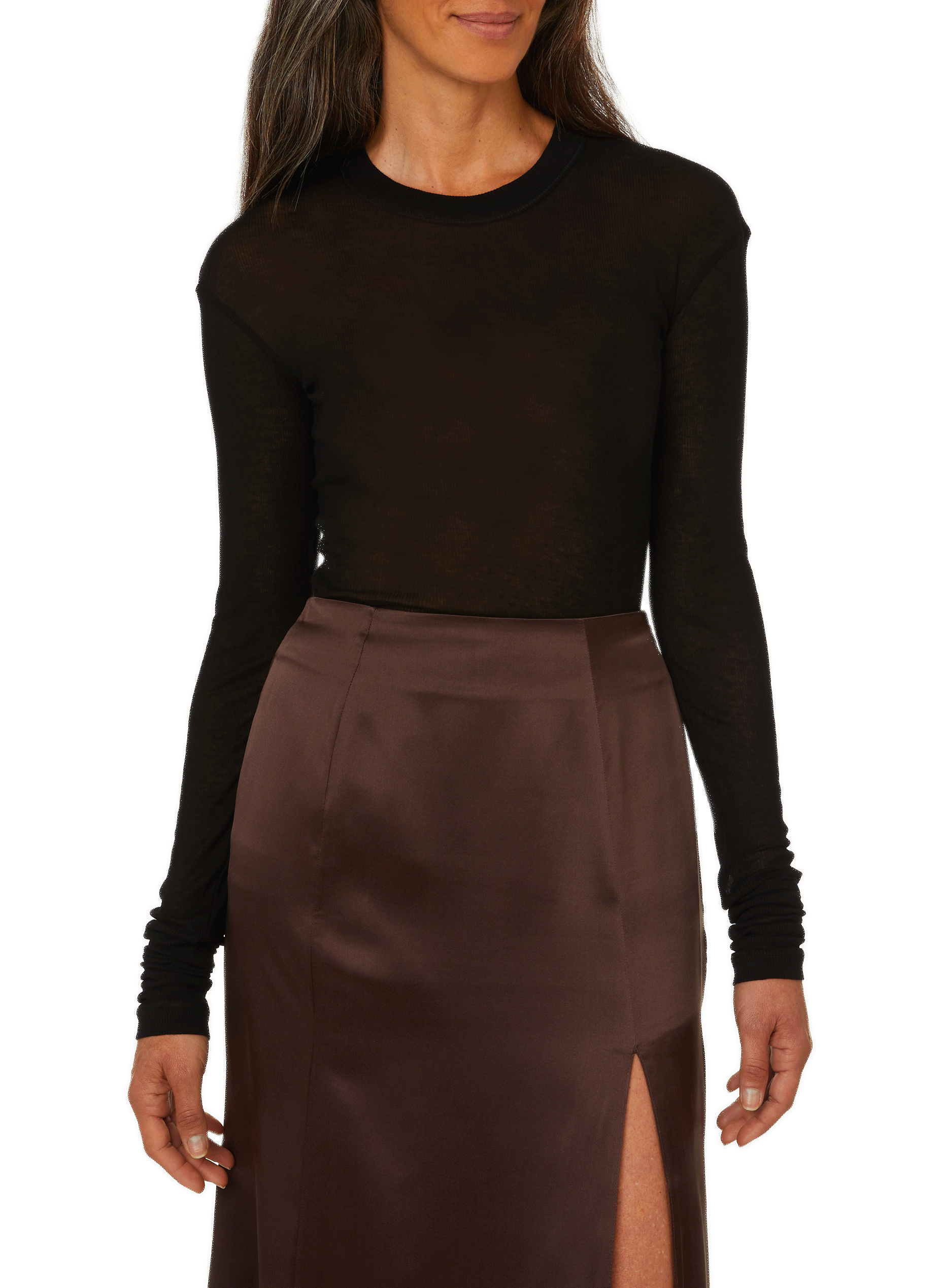 Pull fin côtelé en coton organique BITE STUDIOS Noir