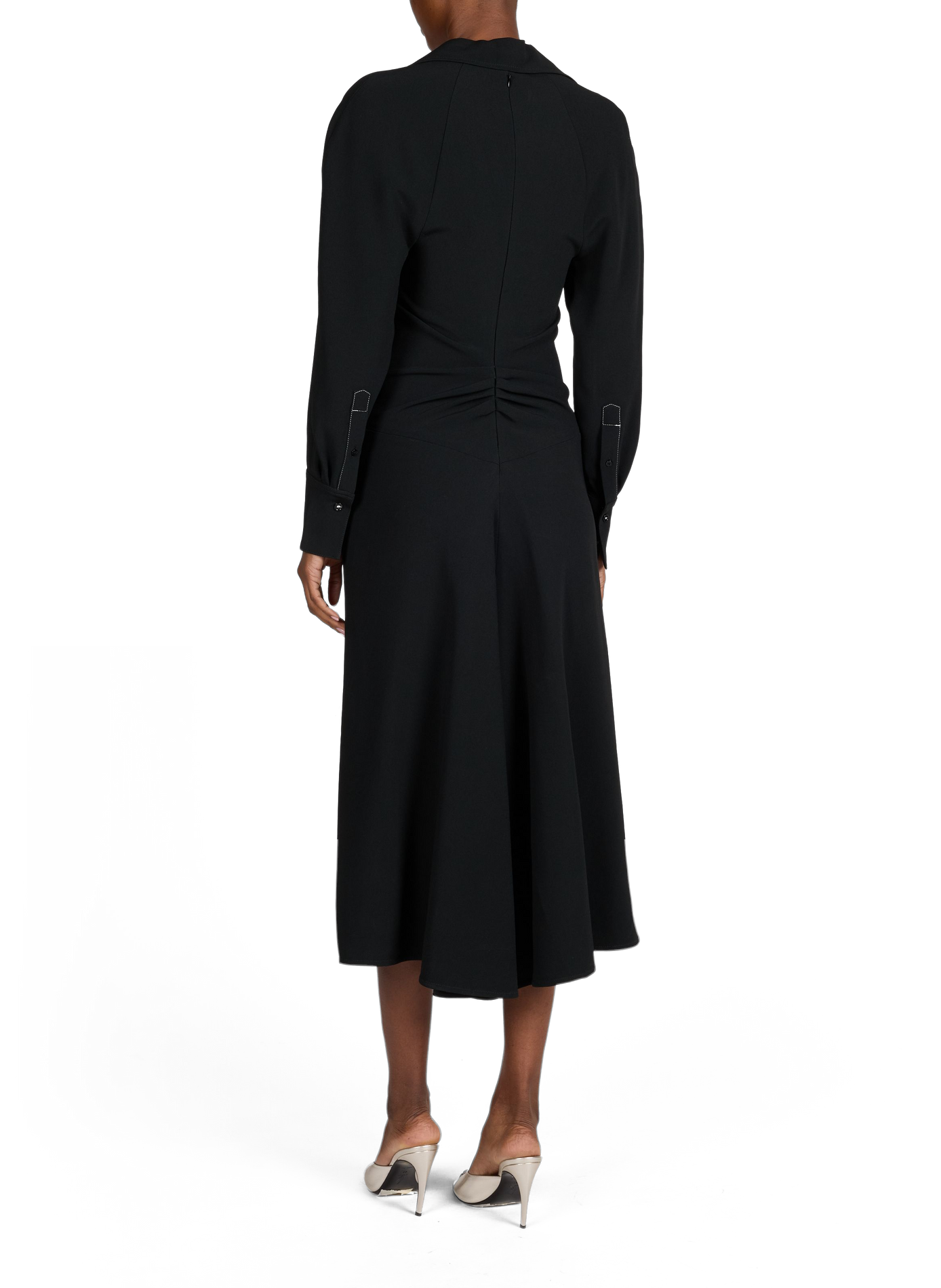 <p>Mid-length fitted dress with puff sleeves</p> VICTORIA BECKHAM Black