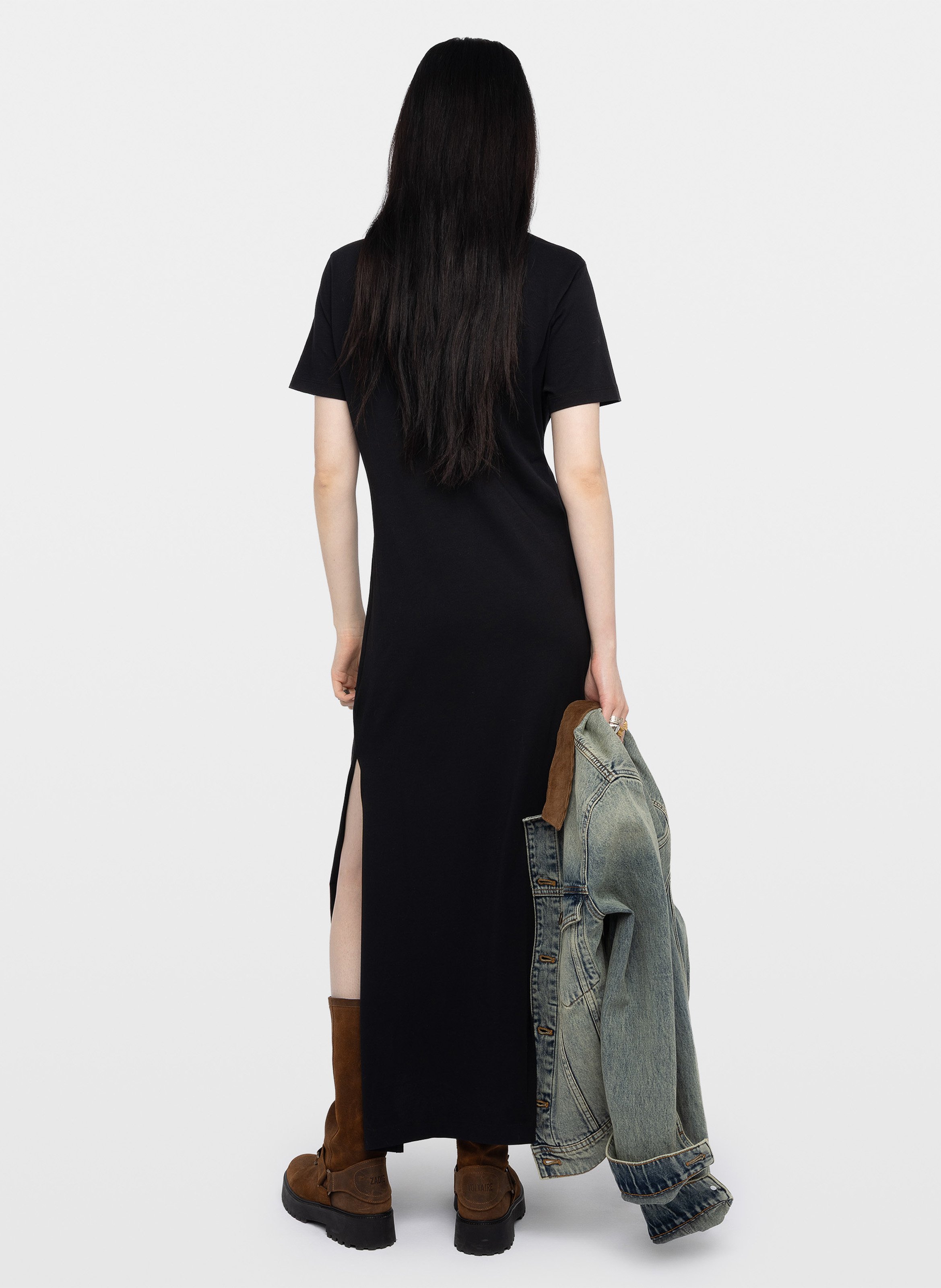 Robe longue manches courtes plissée raja ZADIG&VOLTAIRE Noir